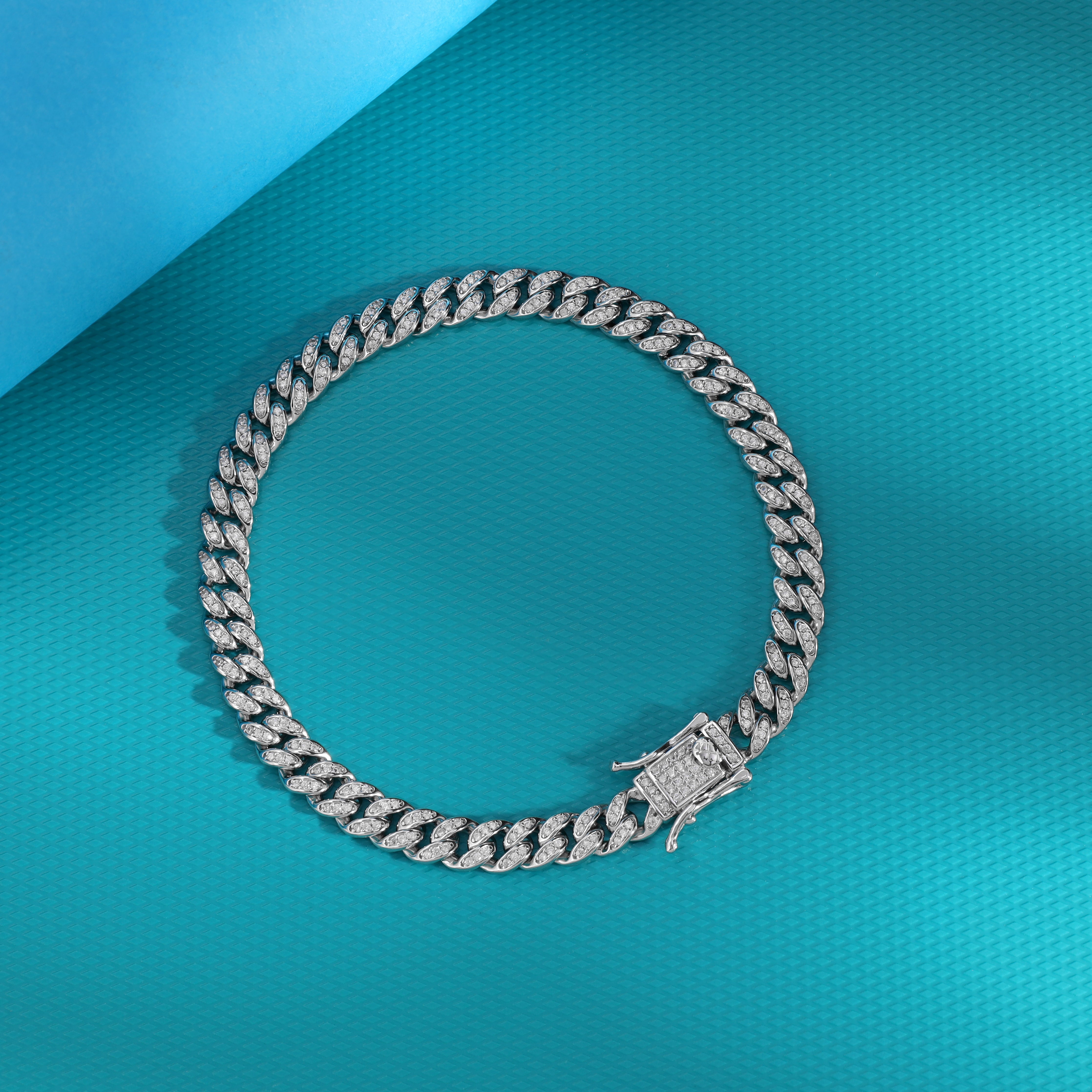 6,5mm Miami Cuban Link Iced Out Stil 21cm aus 925 Sterlingsilber