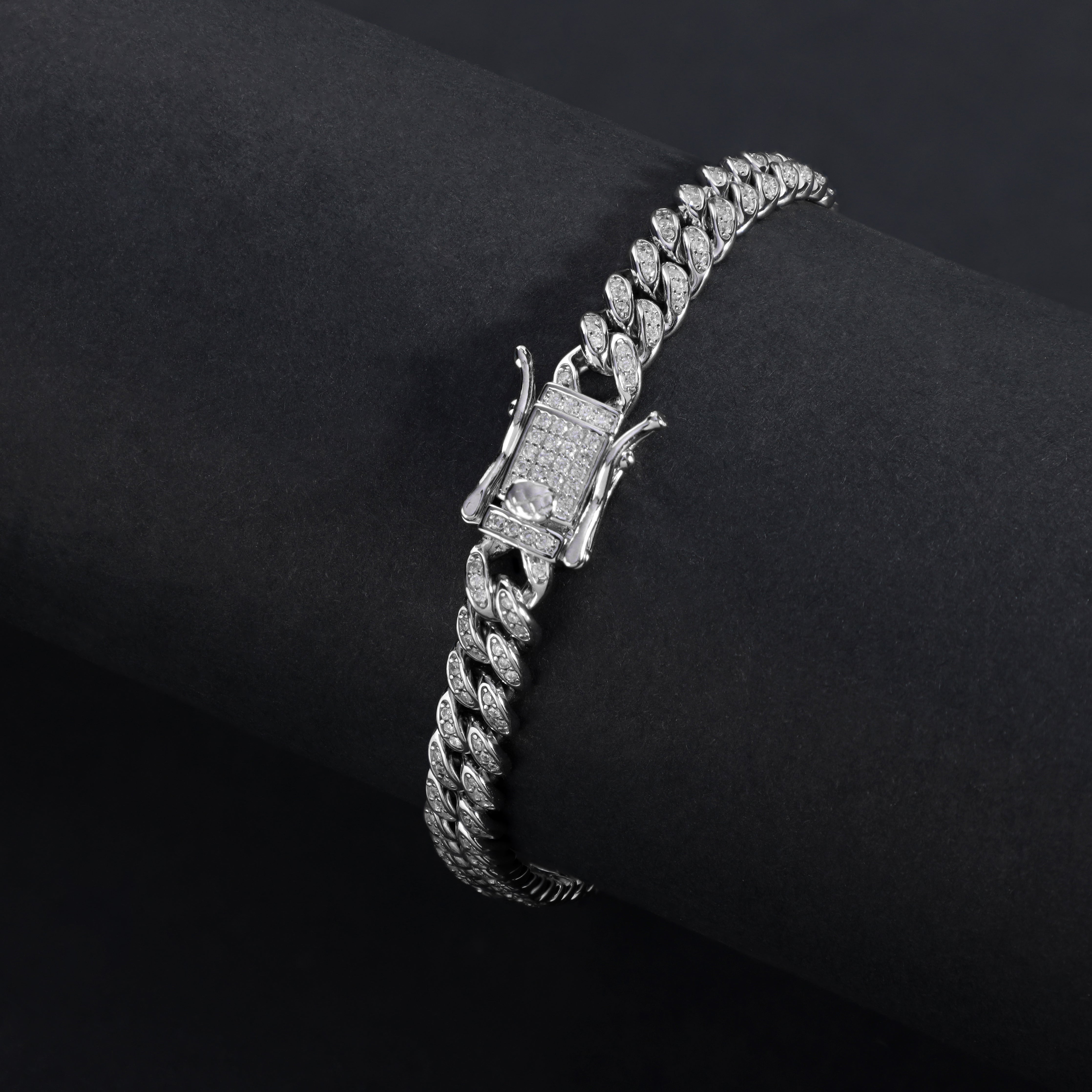 6,5mm Miami Cuban Link Iced Out Stil 21cm aus 925 Sterlingsilber