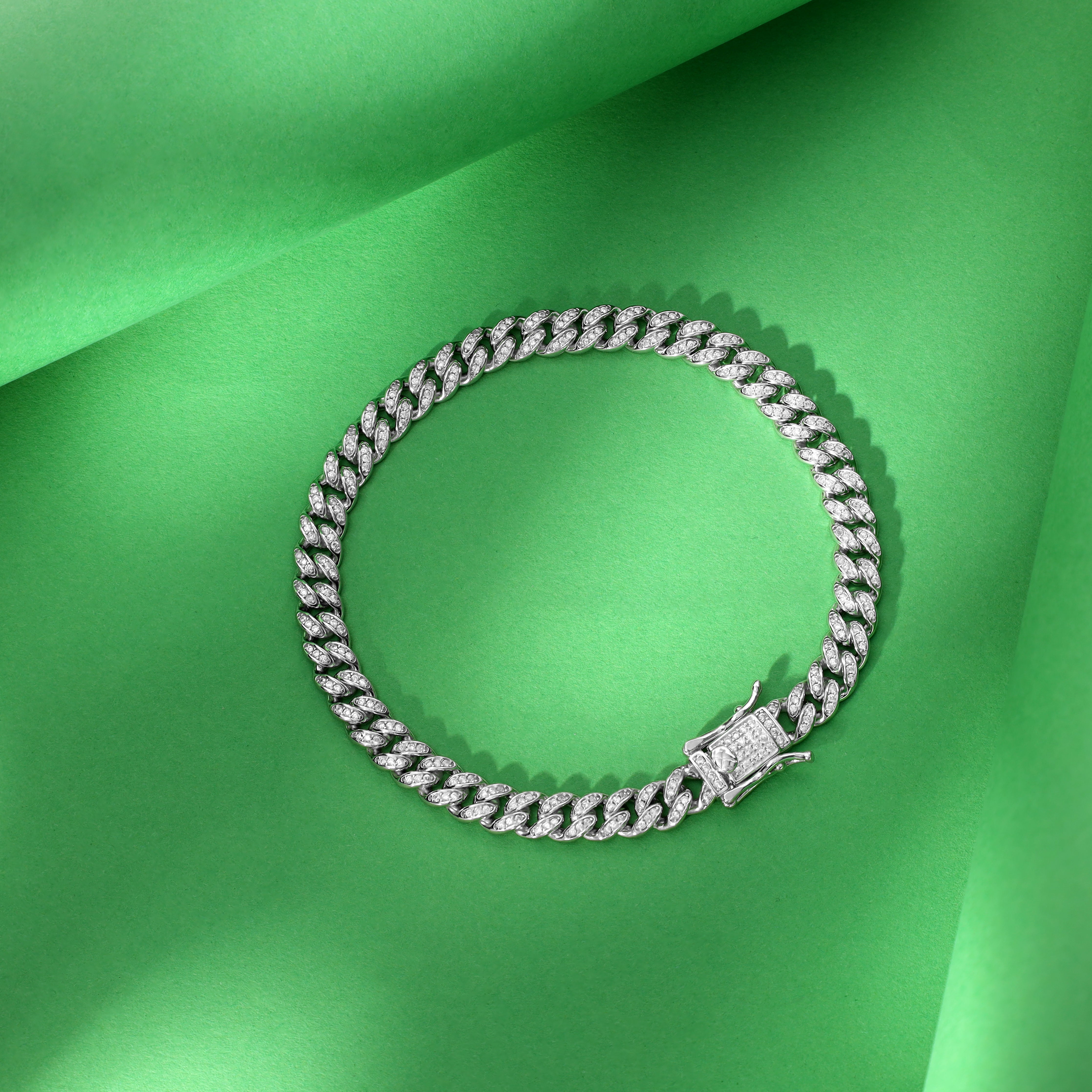 6,5mm Miami Cuban Link Iced Out Stil 21cm aus 925 Sterlingsilber