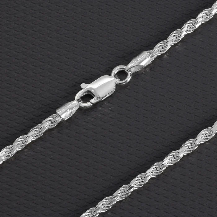 Set - 2,3mm Kordelkette Rope Chain 925 Sterling Silber - Kostenloses Armband - Taipan Schmuck