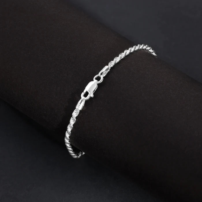 Set - 2,3mm Kordelkette Rope Chain 925 Sterling Silber - Kostenloses Armband - Taipan Schmuck