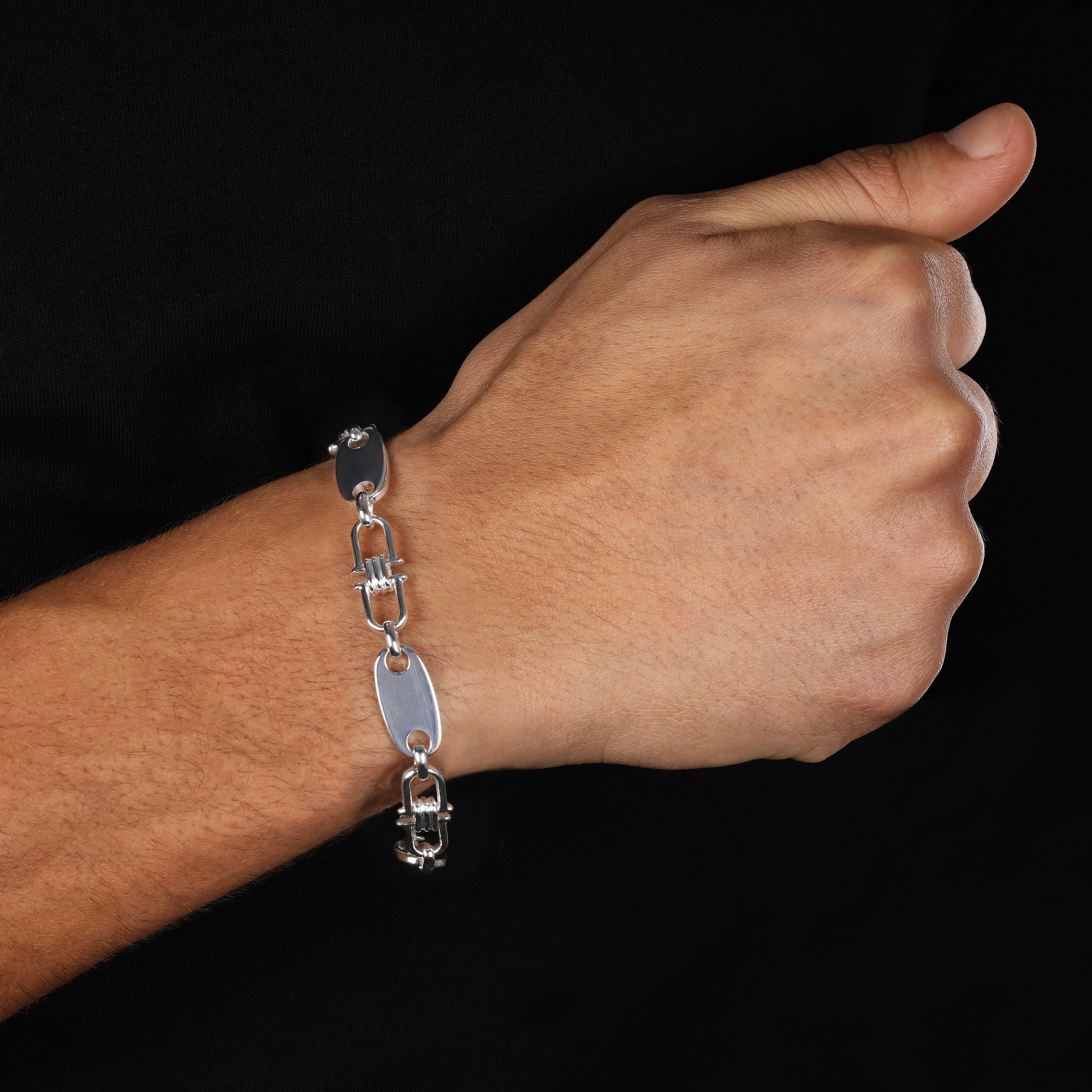 Plate chain bracelet 10mm - 925 silver