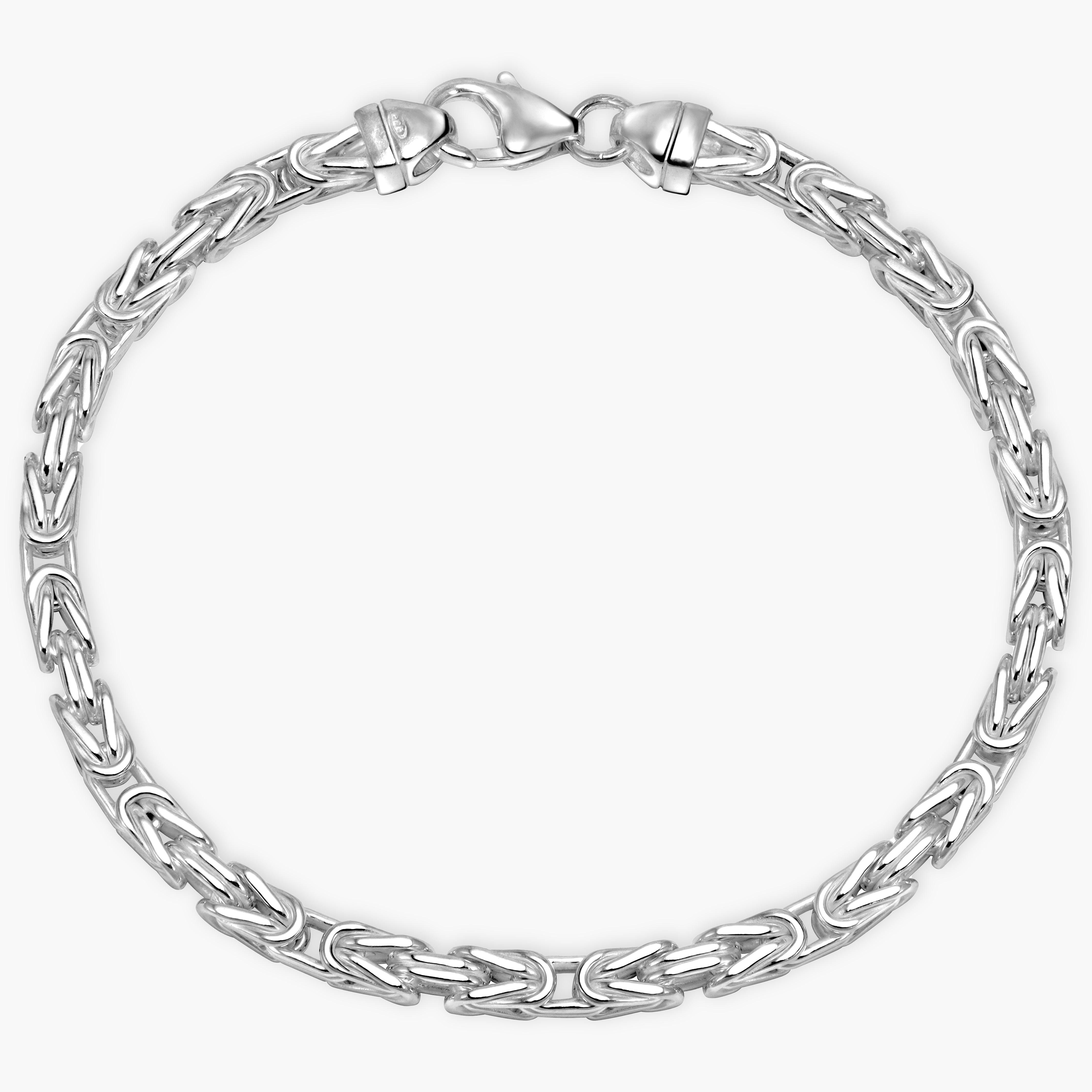 4mm Königskette Armband - 925 Silber massiv vierkant