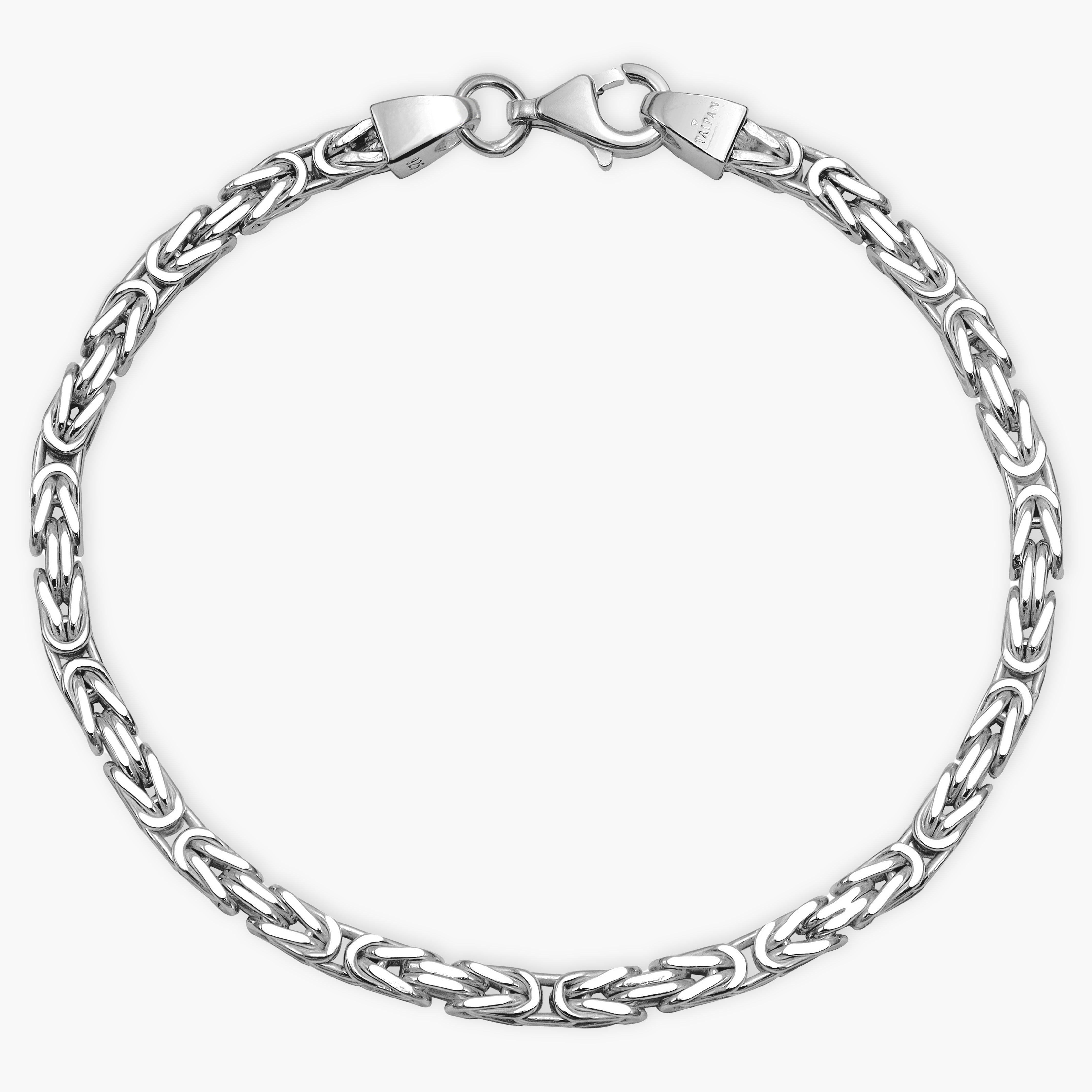 3mm Königskette Armband - 925 Silber massiv vierkant hochglanzpoliert