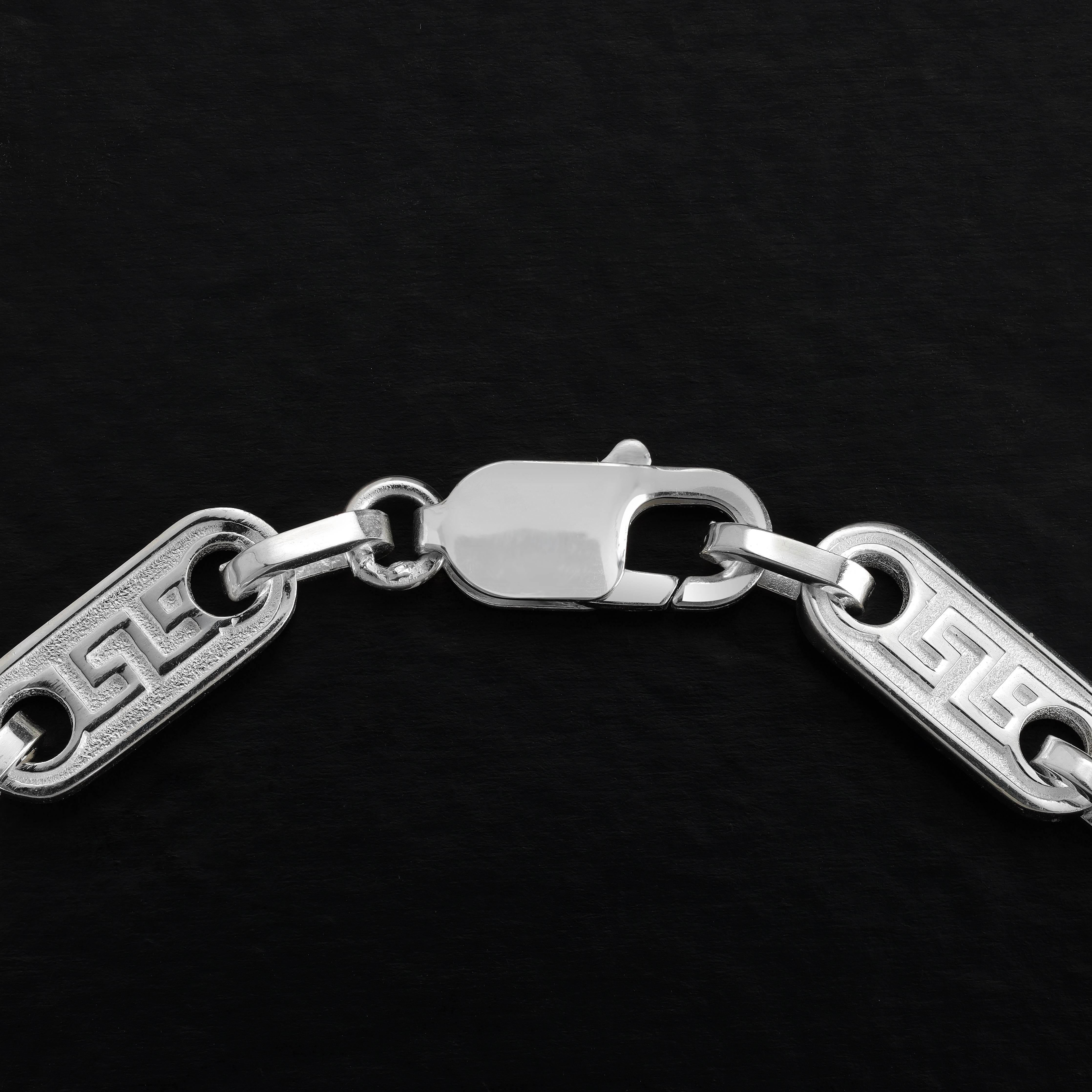 Plattenkette Armband Steigbügelkette mit Greek design 925 Sterling Silber - Taipan Schmuck