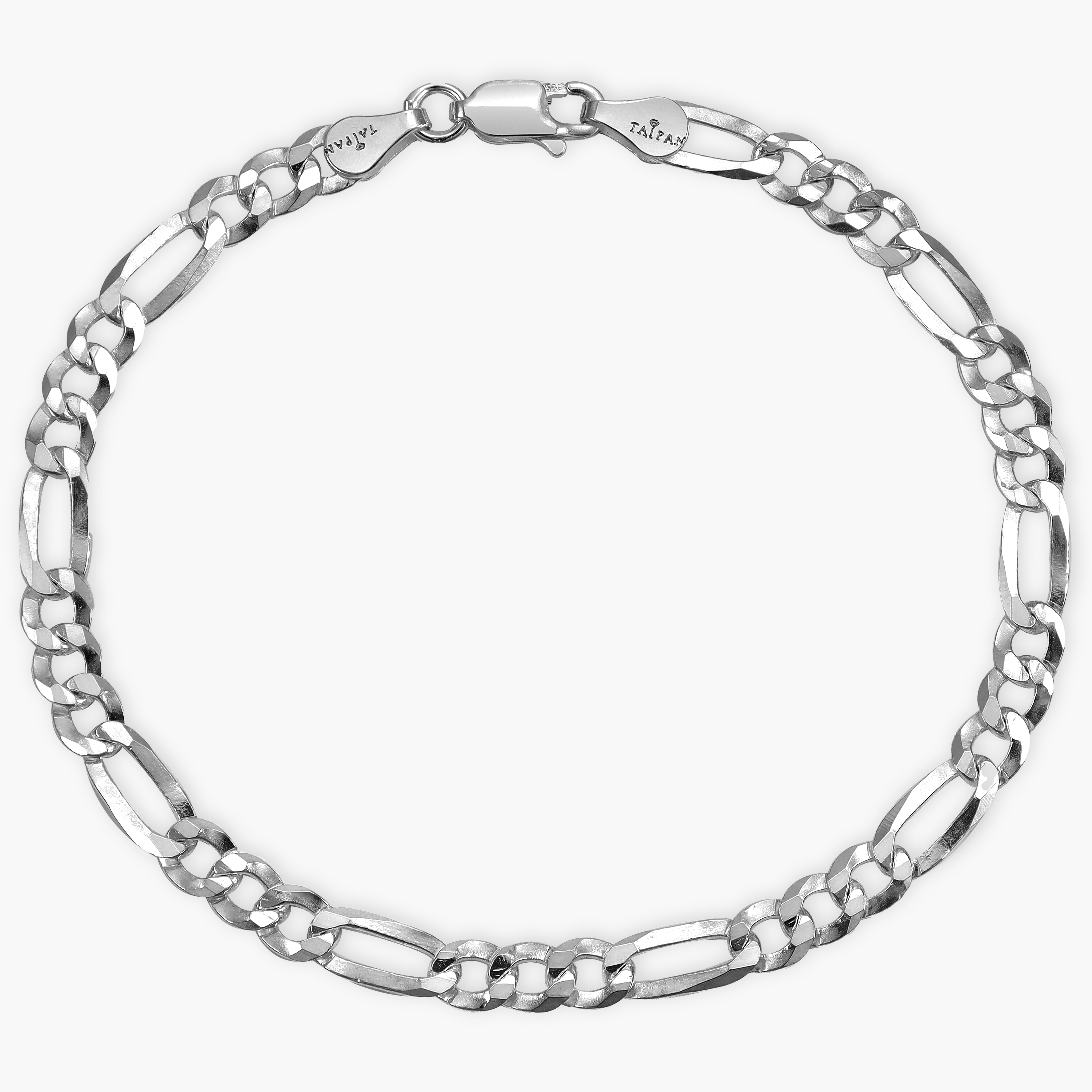 Figarokette 4mm Armband - aus 925 Sterling Silber