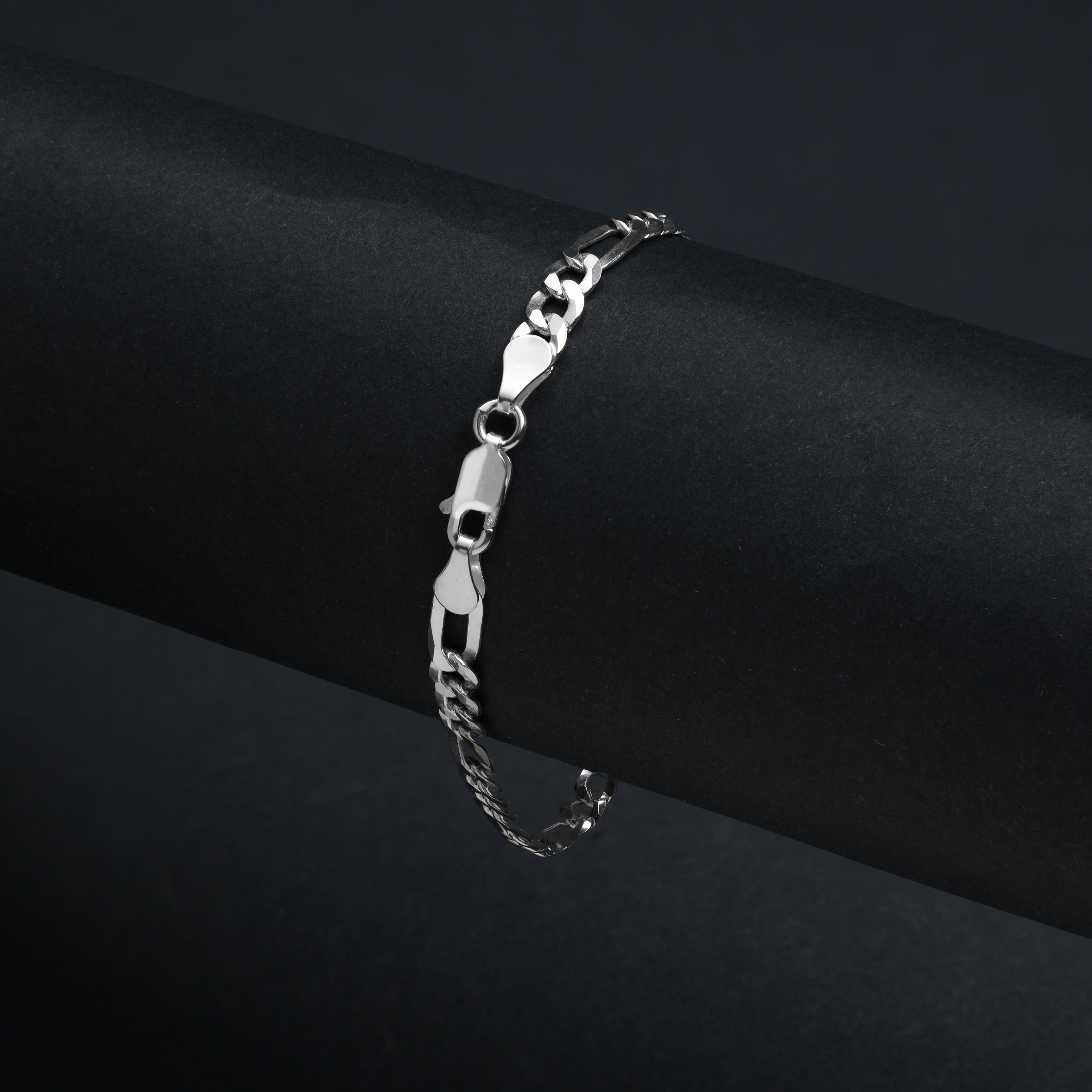3,8mm 21cm Figarokette Armband aus 925 Sterlingsilber