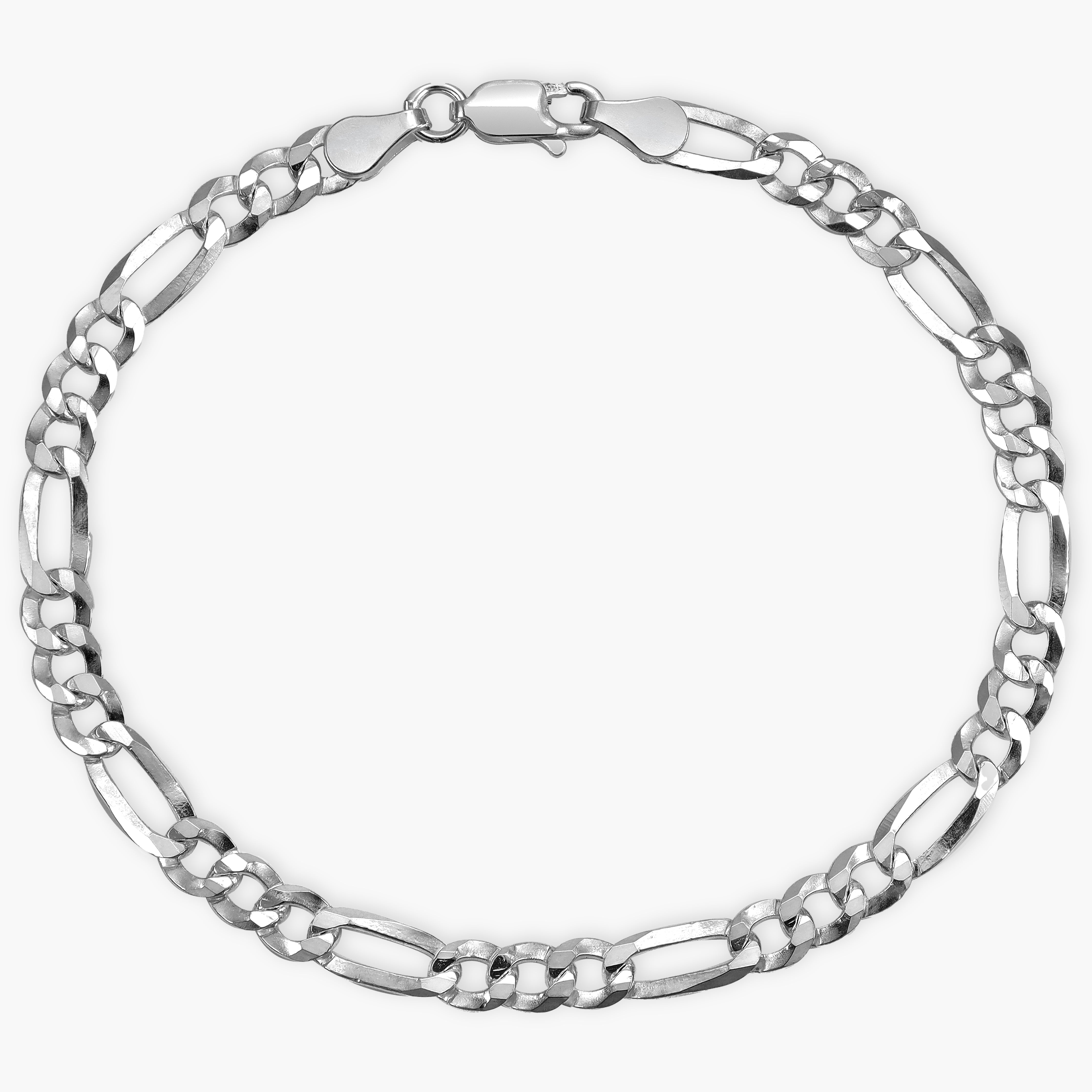 3,8mm 21cm Figarokette Armband aus 925 Sterlingsilber