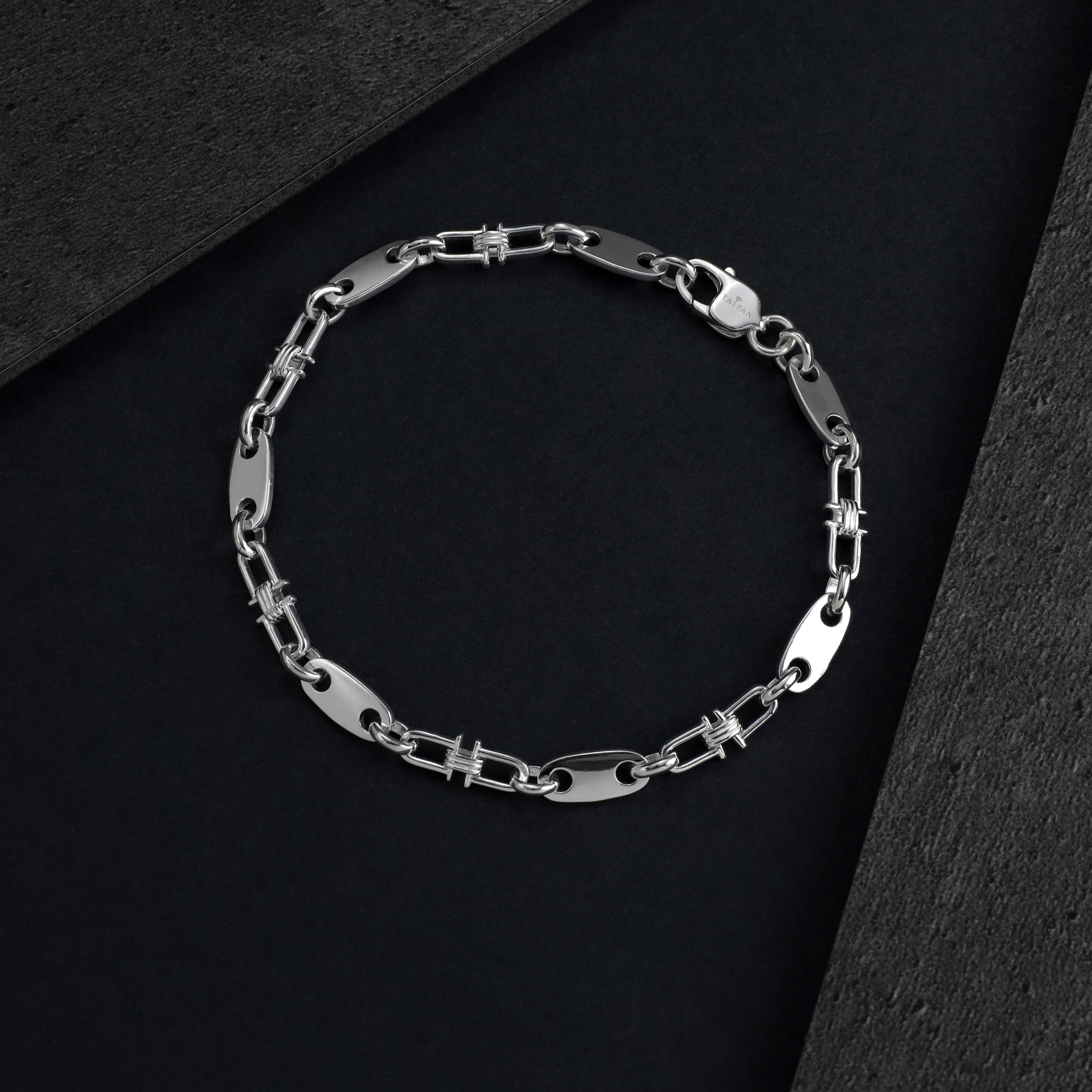 Plattenkette Armband bewegliche Steigbügel 5mm breit aus 925 Sterlingsilber - Taipan Schmuck