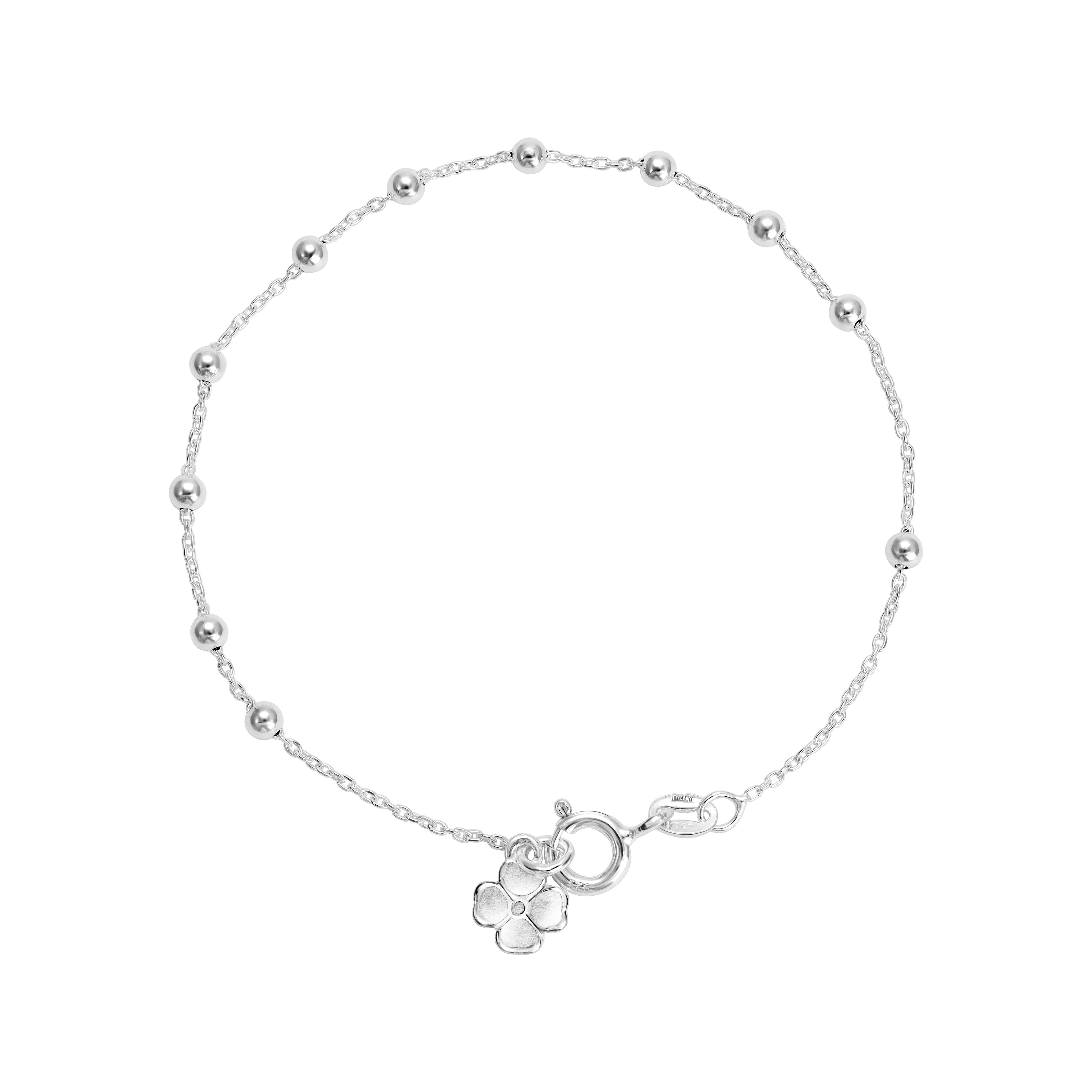 TAIPAN 19cm Damen Silberarmband mit Kleeblatt Rosenkranz Armband 925 Silber (B603) - Taipan Schmuck