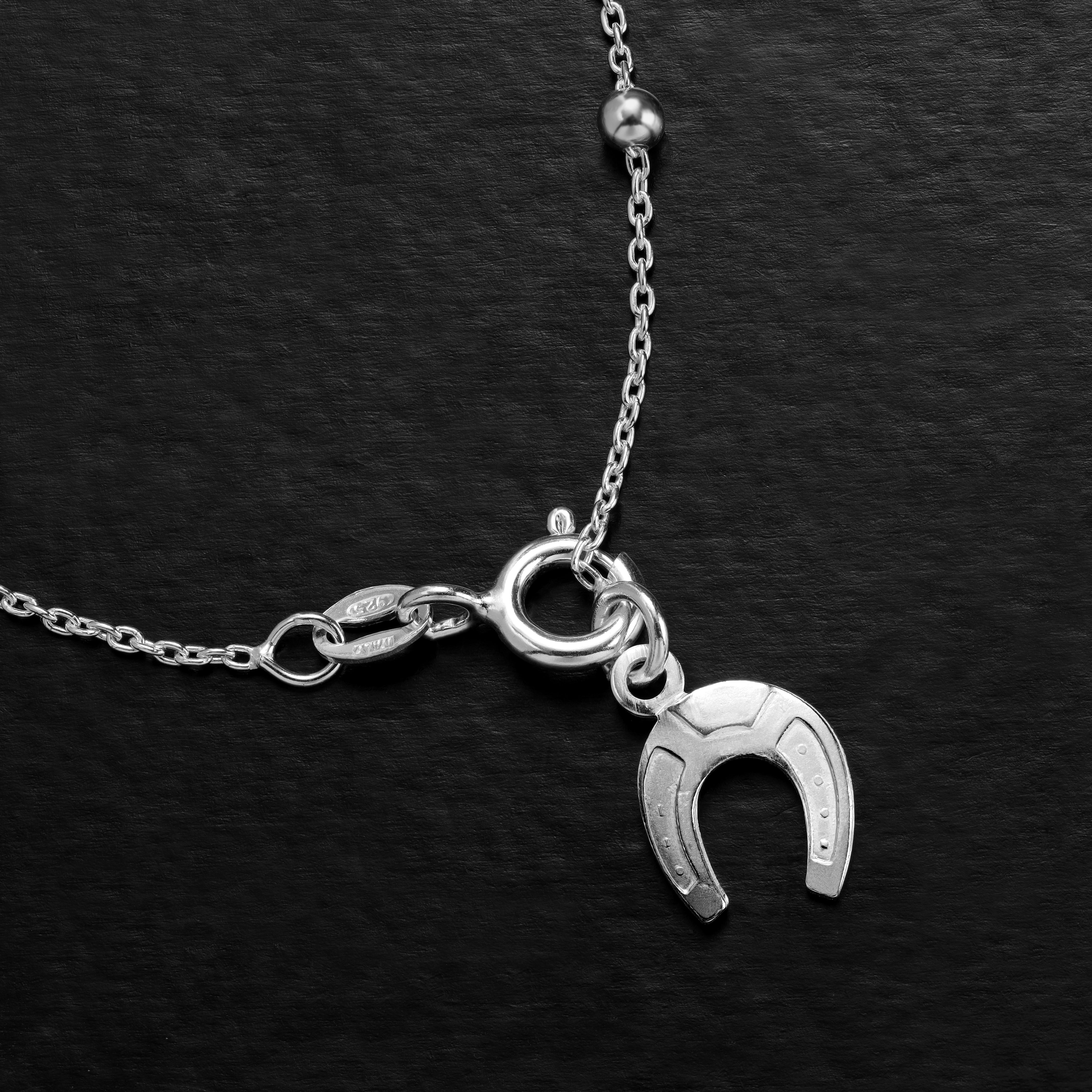 TAIPAN 19cm Damen Silberarmband mit Horseshoe Rosenkranz Armband 925 Silber (B604) - Taipan Schmuck