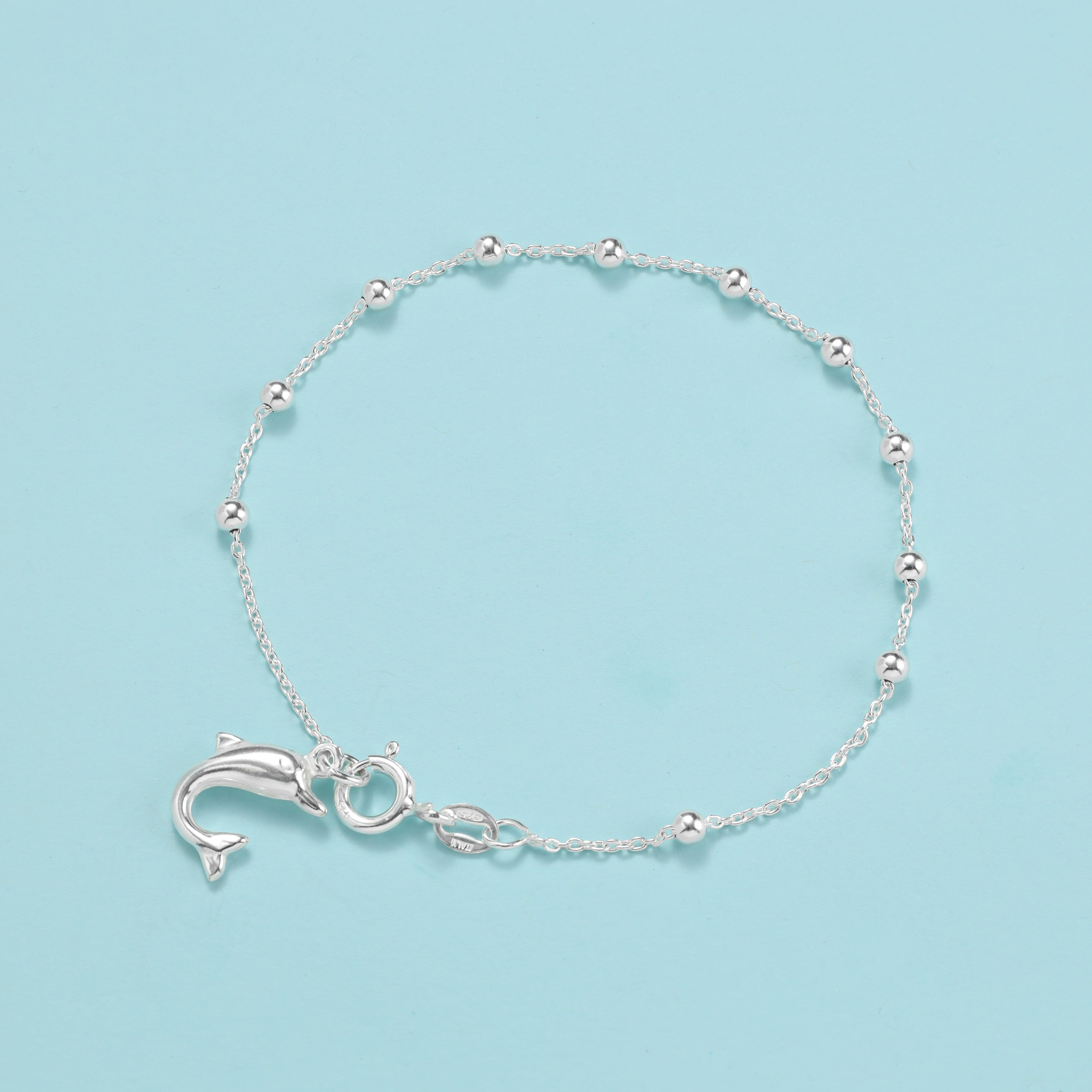 TAIPAN 19cm Damen Silberarmband mit Dolphin  Rosenkranz Armband 925 Silber (B606) - Taipan Schmuck