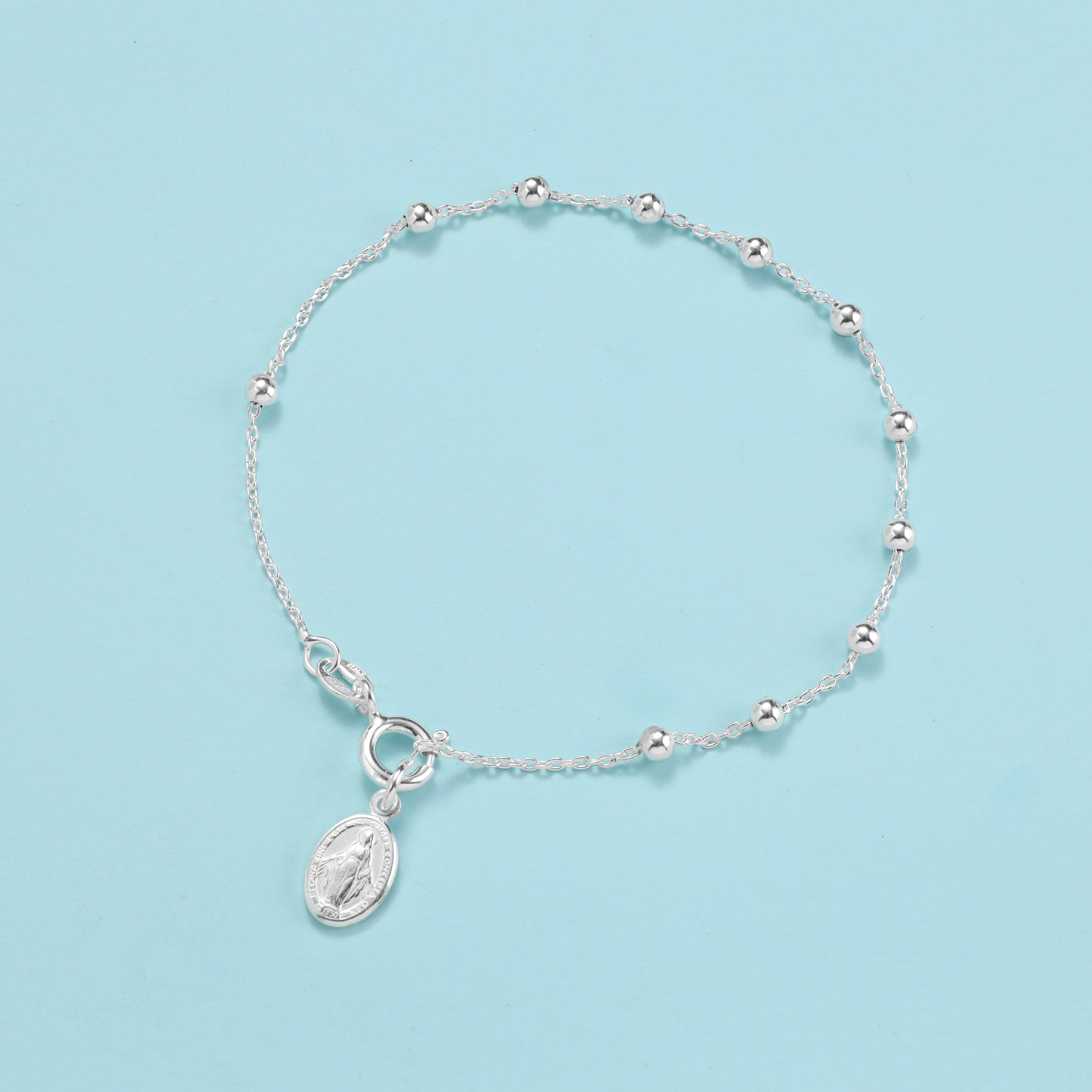 TAIPAN 19cm Damen Silberarmband mit Heilige Maria Rosenkranz Armband 925 Silber (B607) - Taipan Schmuck