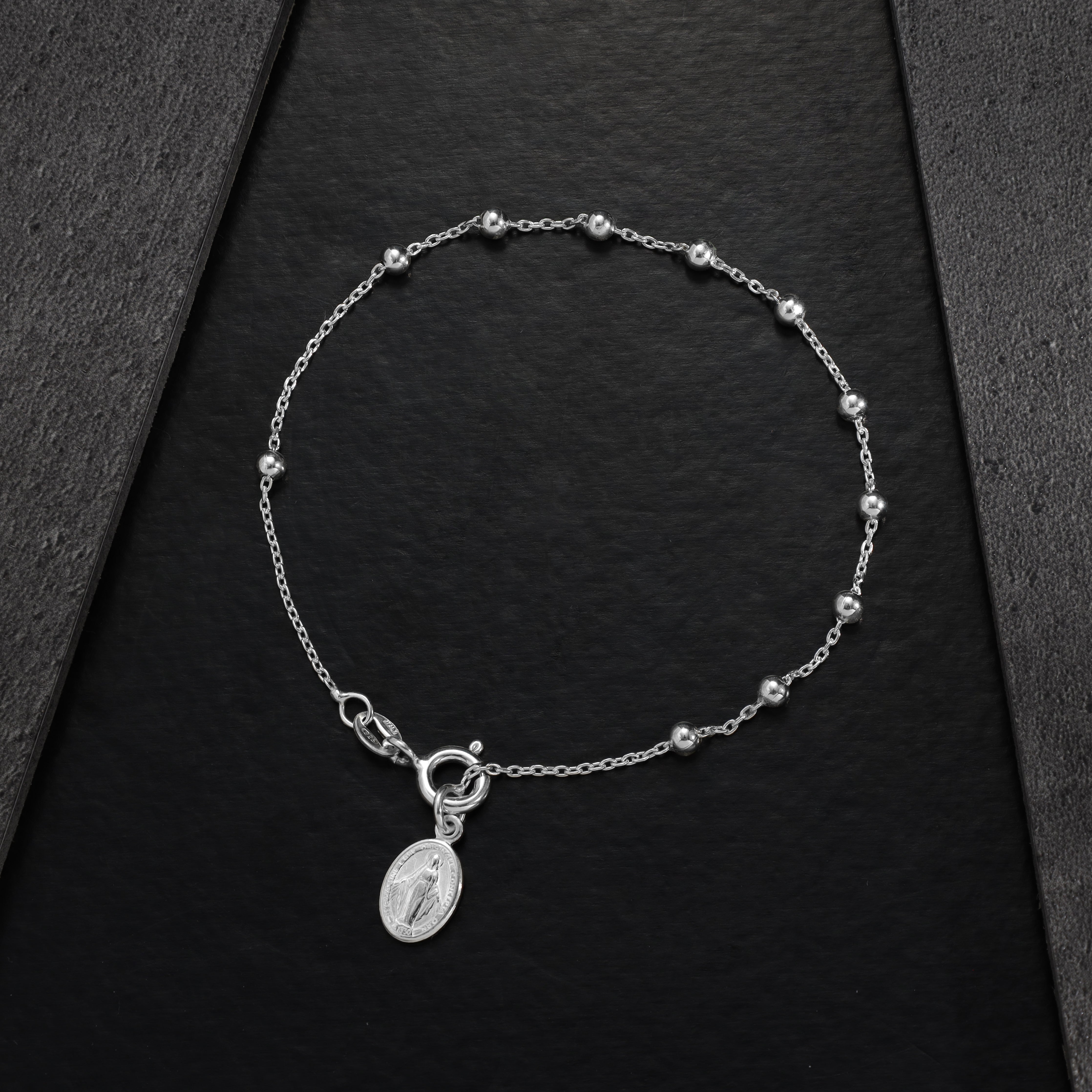 TAIPAN 19cm Damen Silberarmband mit Heilige Maria Rosenkranz Armband 925 Silber (B607) - Taipan Schmuck