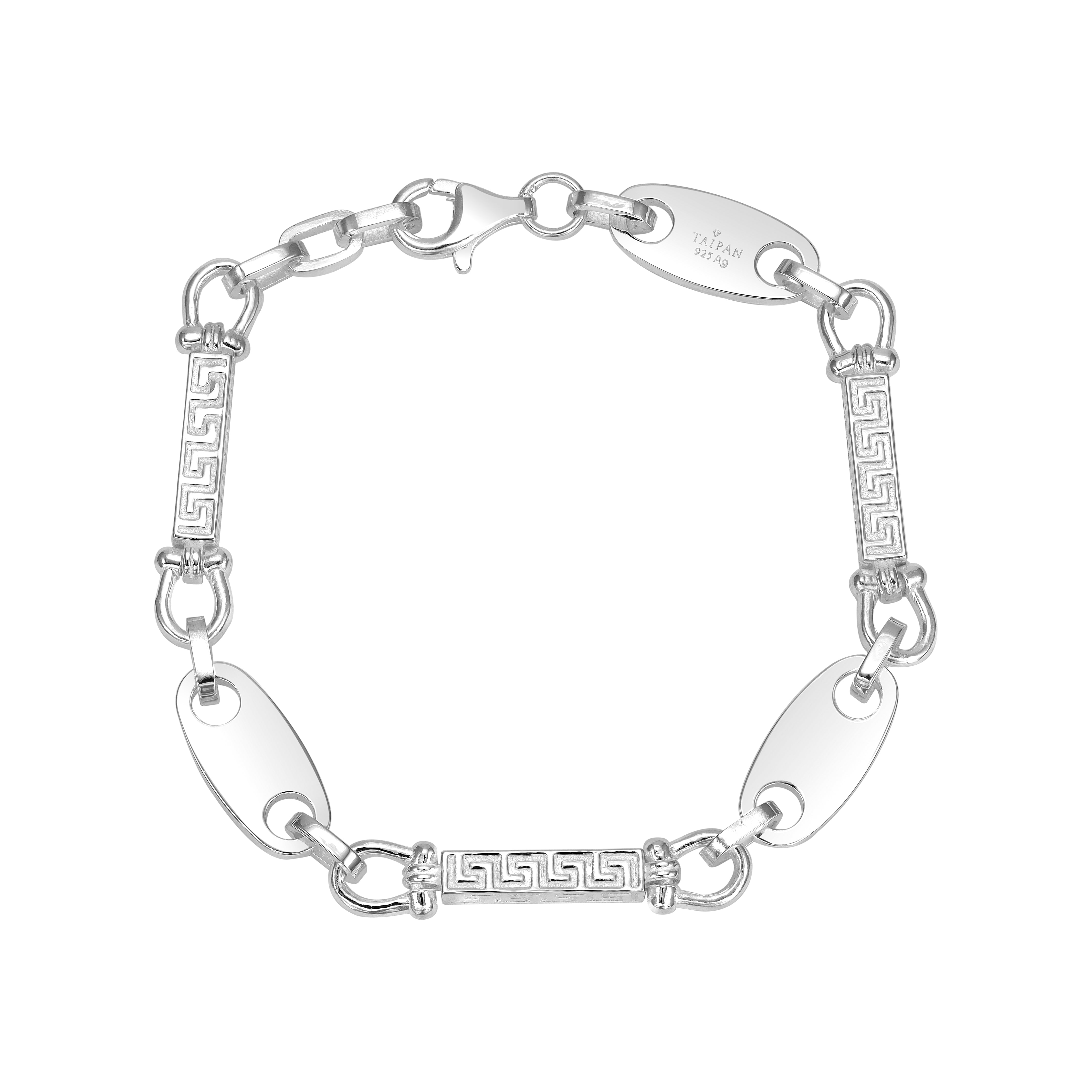 Plattenkette + Santorini Armband 8mm aus 925 Sterlingsilber - Taipan Schmuck