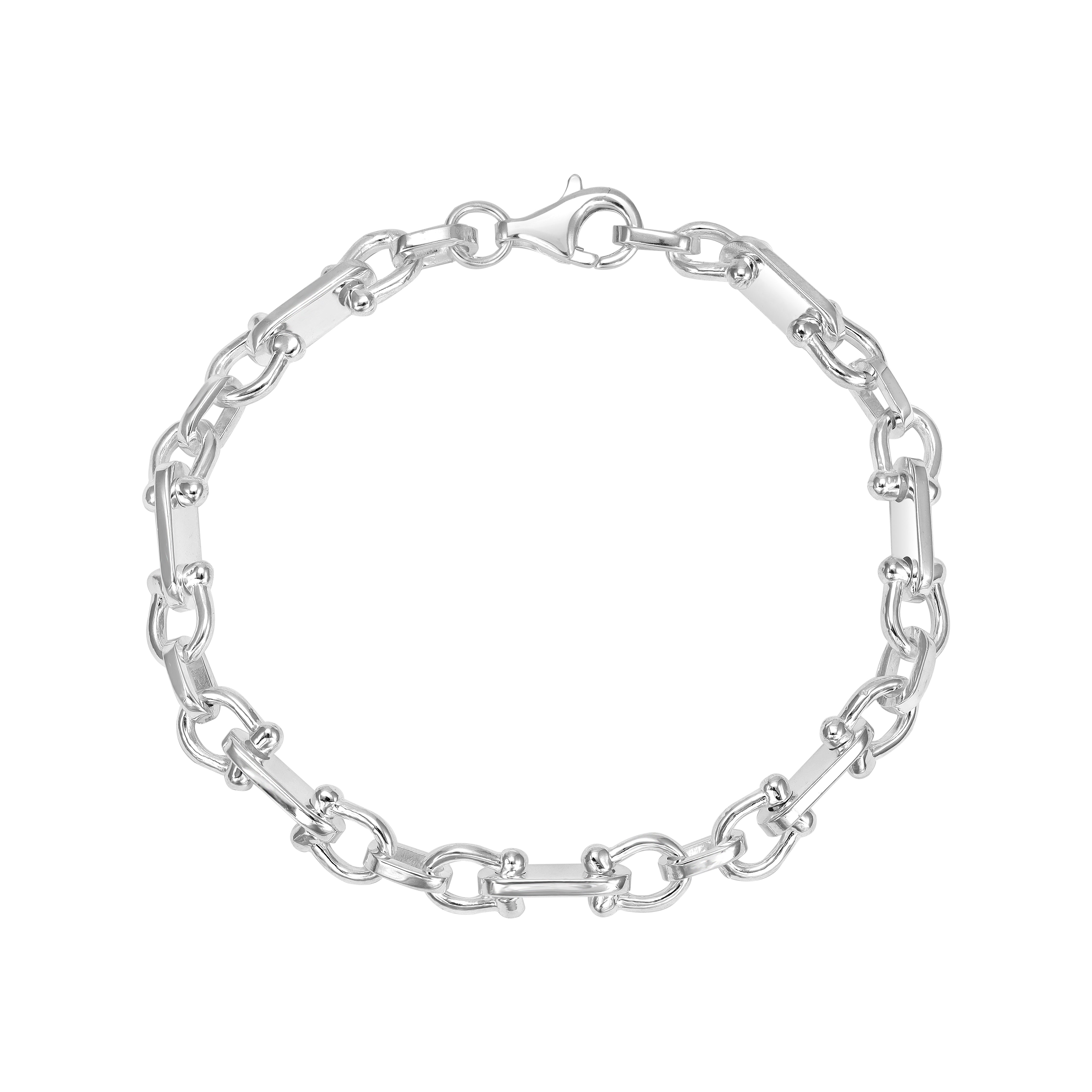 Plattenkette + Horse Shoe link Armband 6,5mm aus 925 Sterlingsilber - Taipan Schmuck