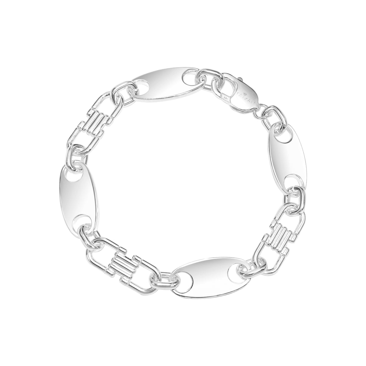 Plattenkette Armband 12mm breit 22,5cm lang 925 Sterling Silber
