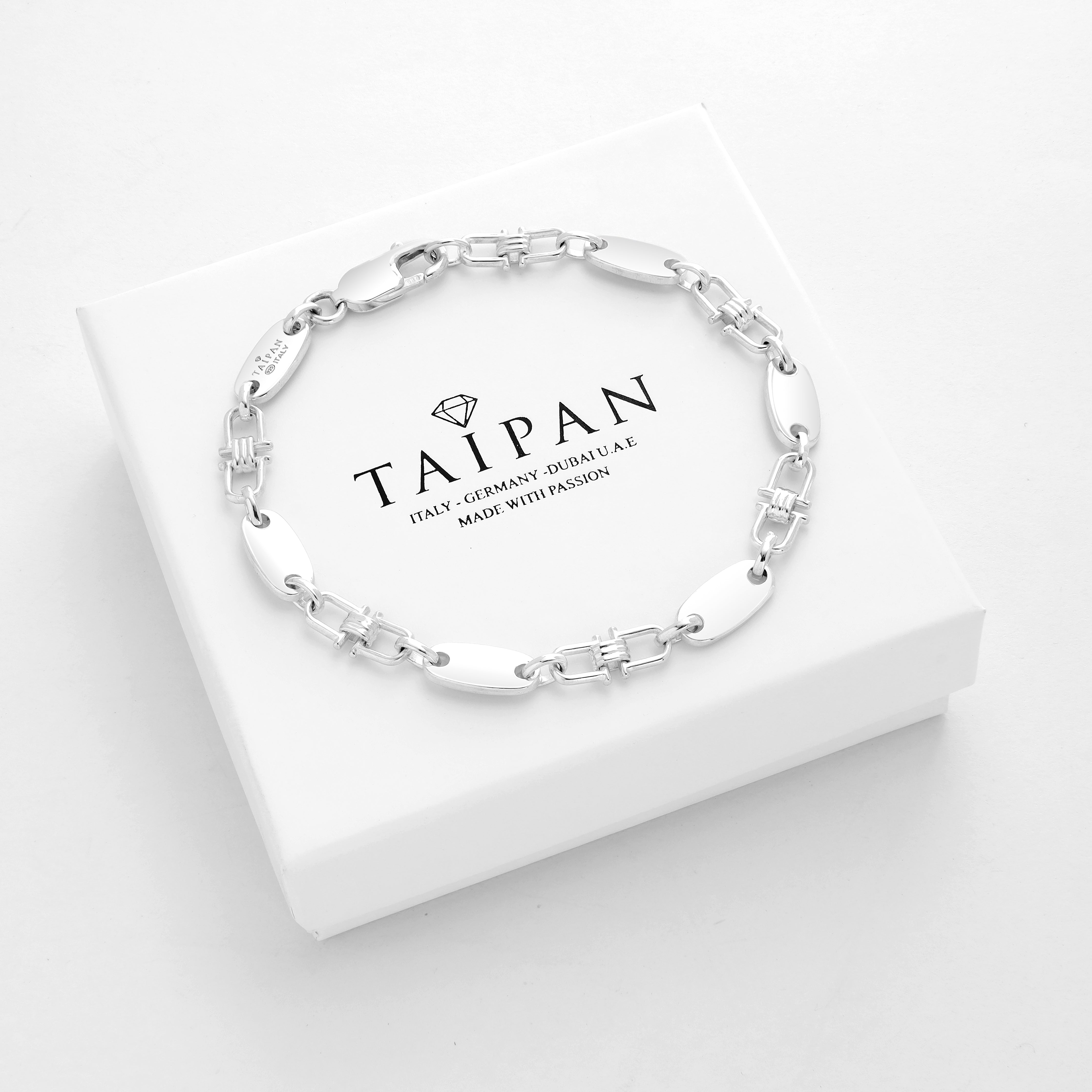 Plattenkette Armband 6mm - 925 Silber - Taipan Schmuck