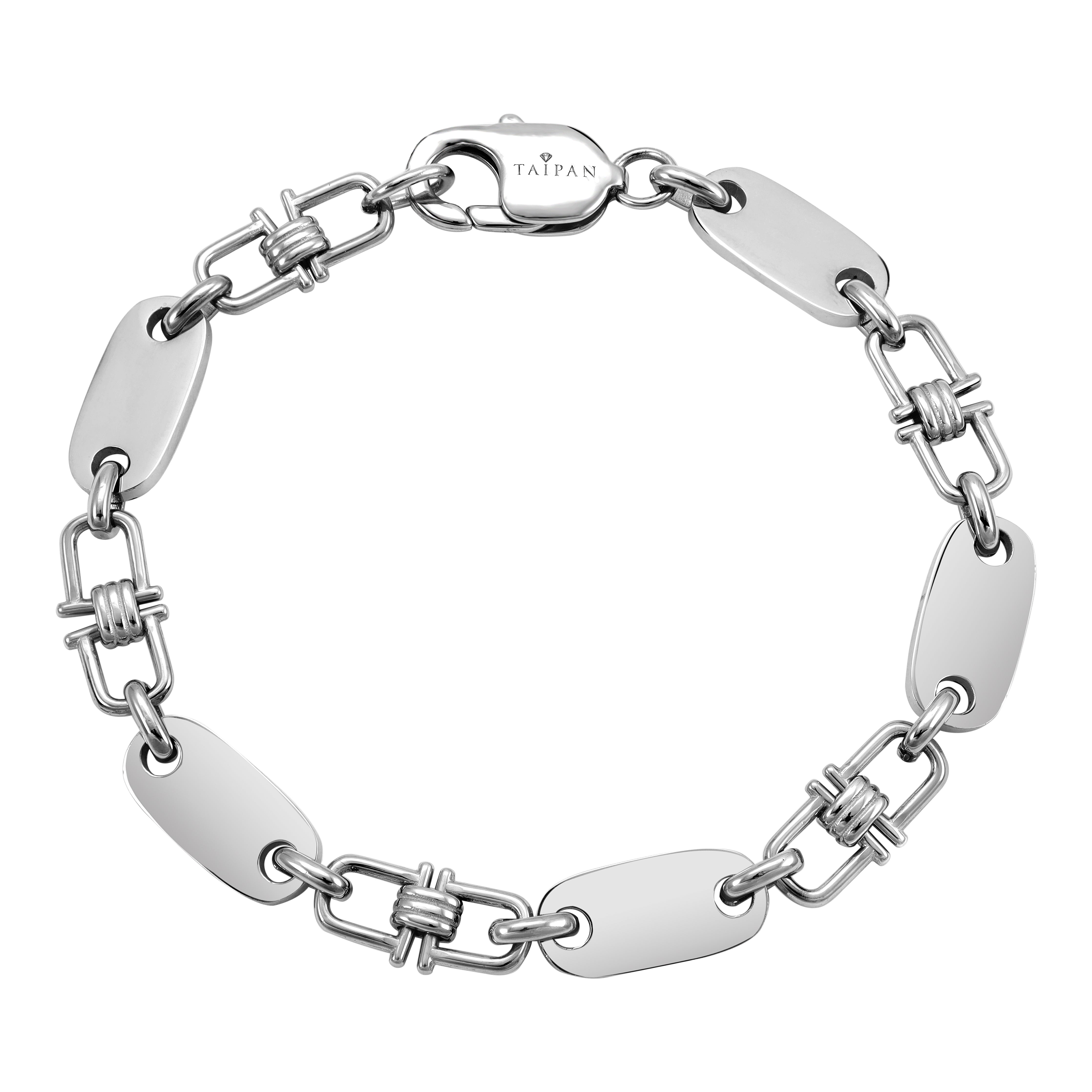 Set - Edelstahl Plattenkette mit beweglichen Steigbügeln 8,5mm breit - Kostenloses Armband - Taipan Schmuck