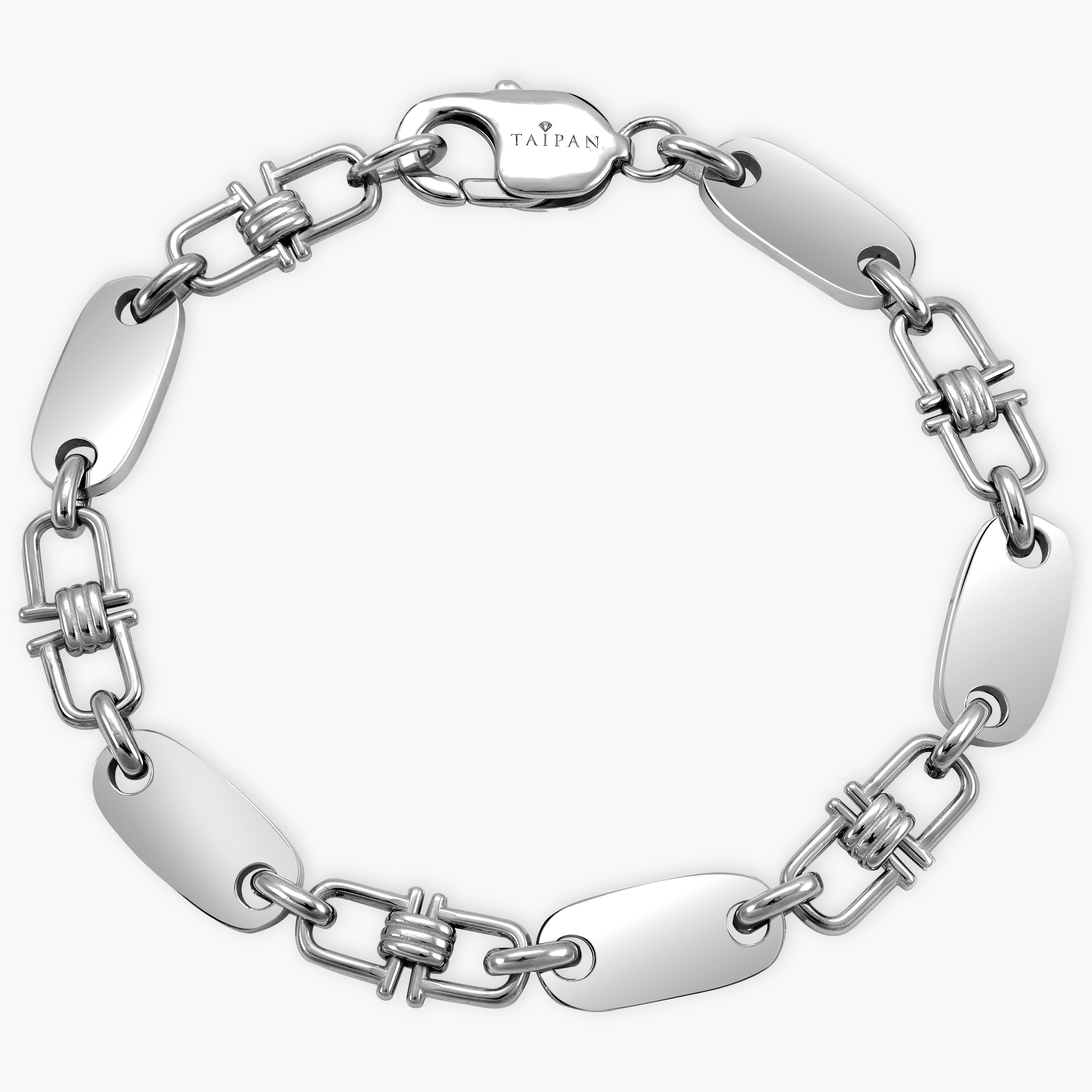 Plattenkette Armband mit beweglichen Steigbügeln 8,5mm breit aus Edelstahl