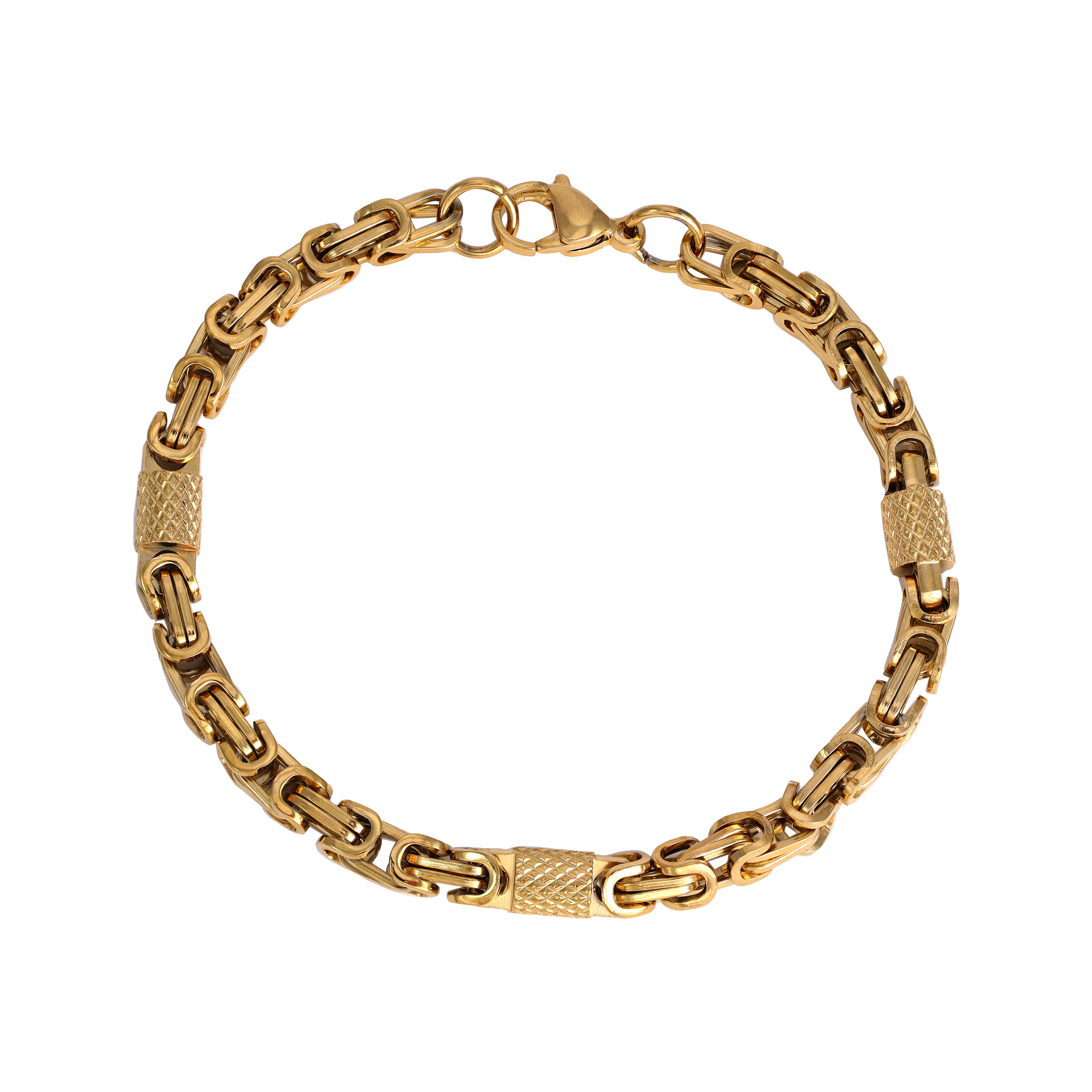 King's chain + Montecarlo bracelet 6mm wide 22cm made of stainless steel 18K gold plated 