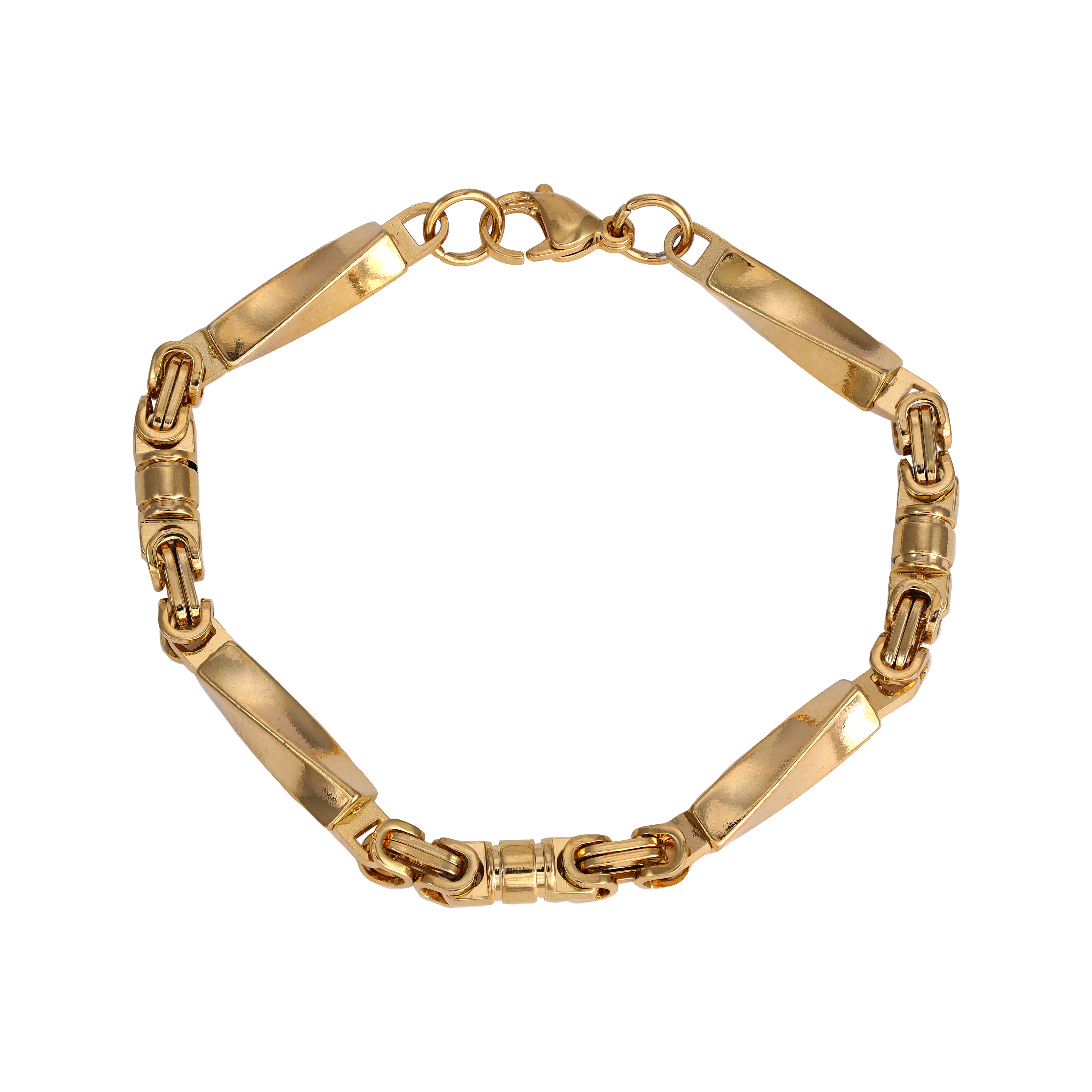 King chain + Montacarlo bracelet 6mm wide 22cm made of stainless steel 18K gold plated 