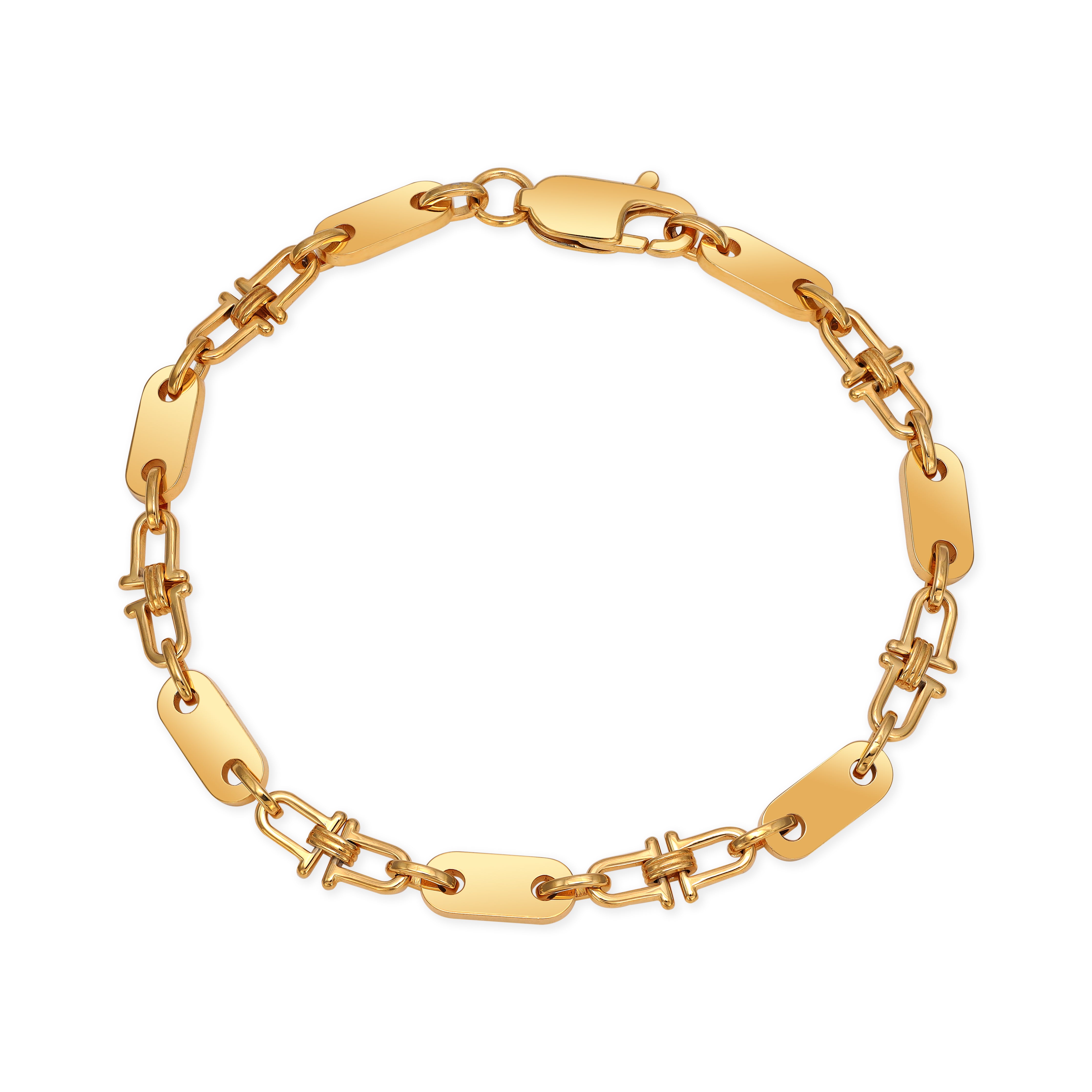 Plate chain bracelet 5mm wide made of stainless steel 18K gold plated