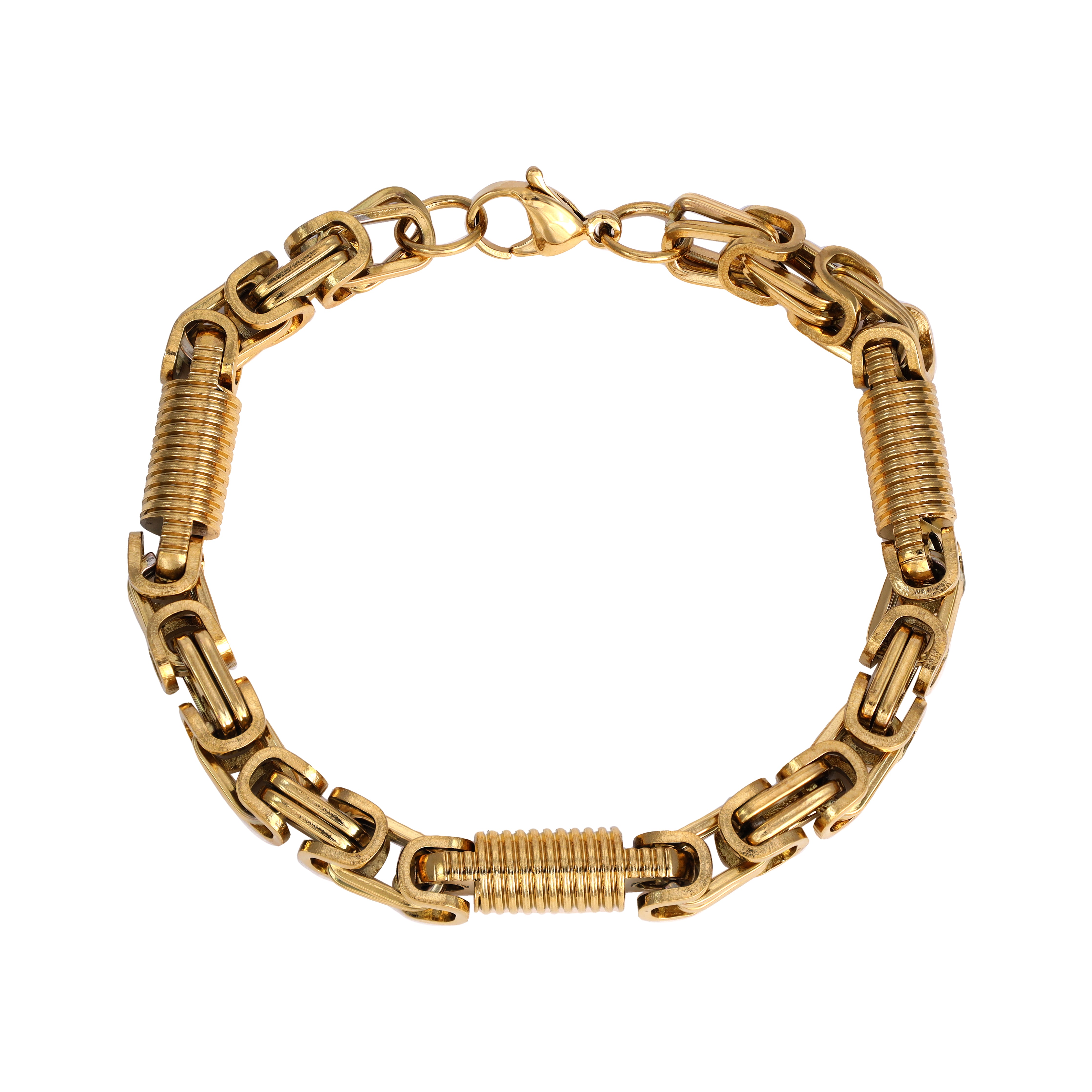 King chain + Montecarlo bracelet 7mm wide 22cm made of stainless steel 18K gold plated 