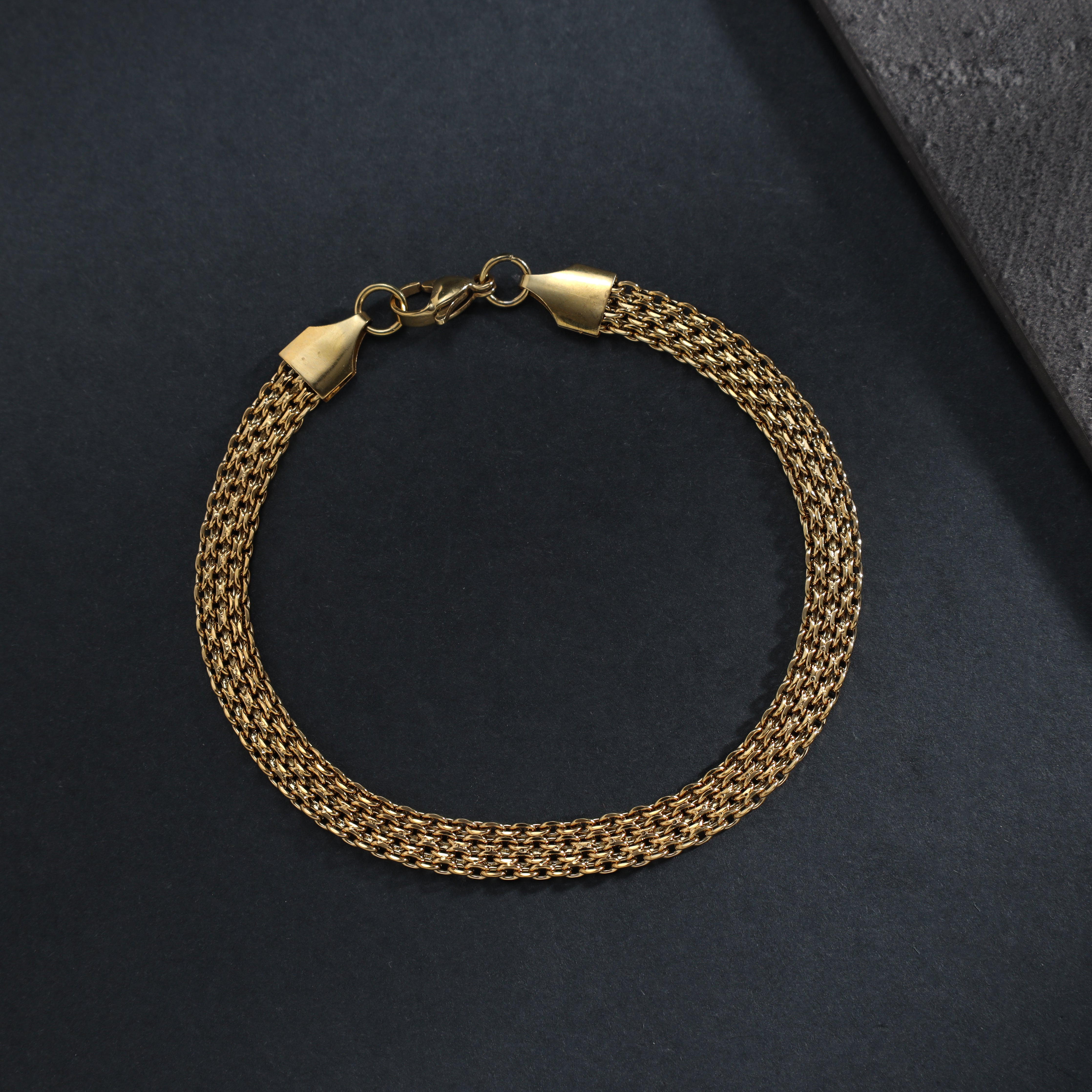 Bismarck chain Garibaldi chain bracelet 6mm 21cm made of stainless steel 18K gold plated 