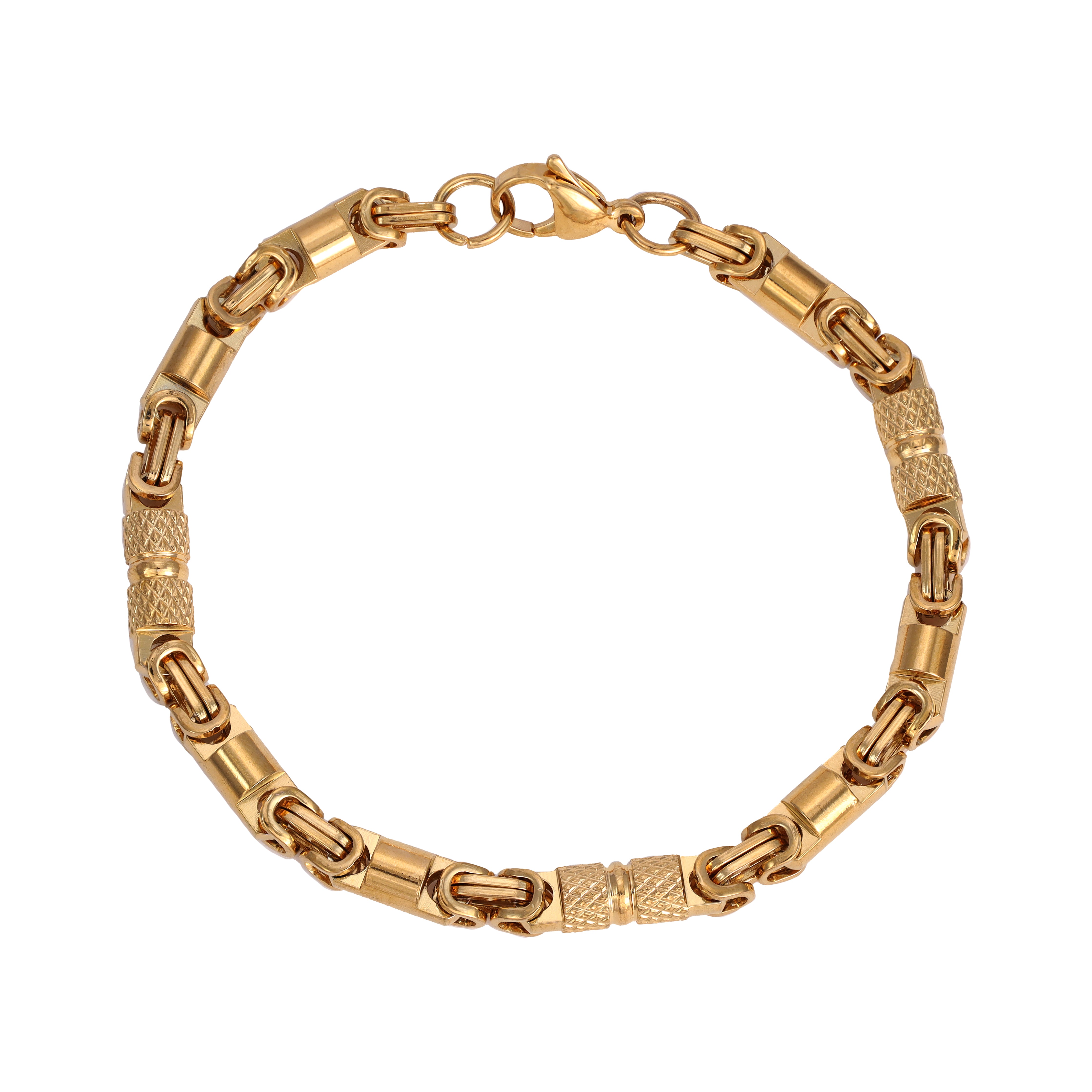 King's chain + Montecarlo bracelet 6mm wide 22cm made of stainless steel 18K gold plated 