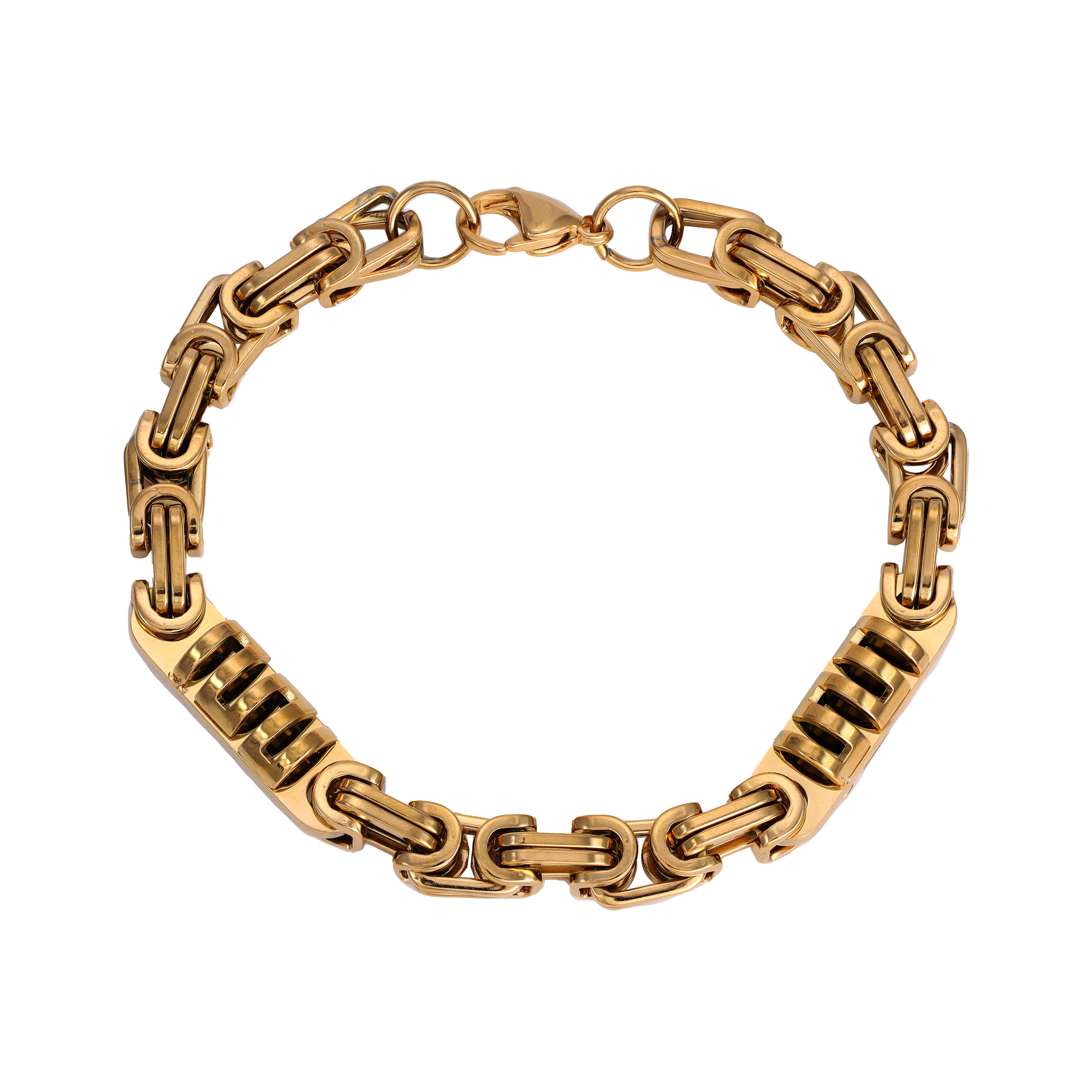 King chain + Montecarlo bracelet 8mm wide 22cm made of stainless steel 18K gold plated 