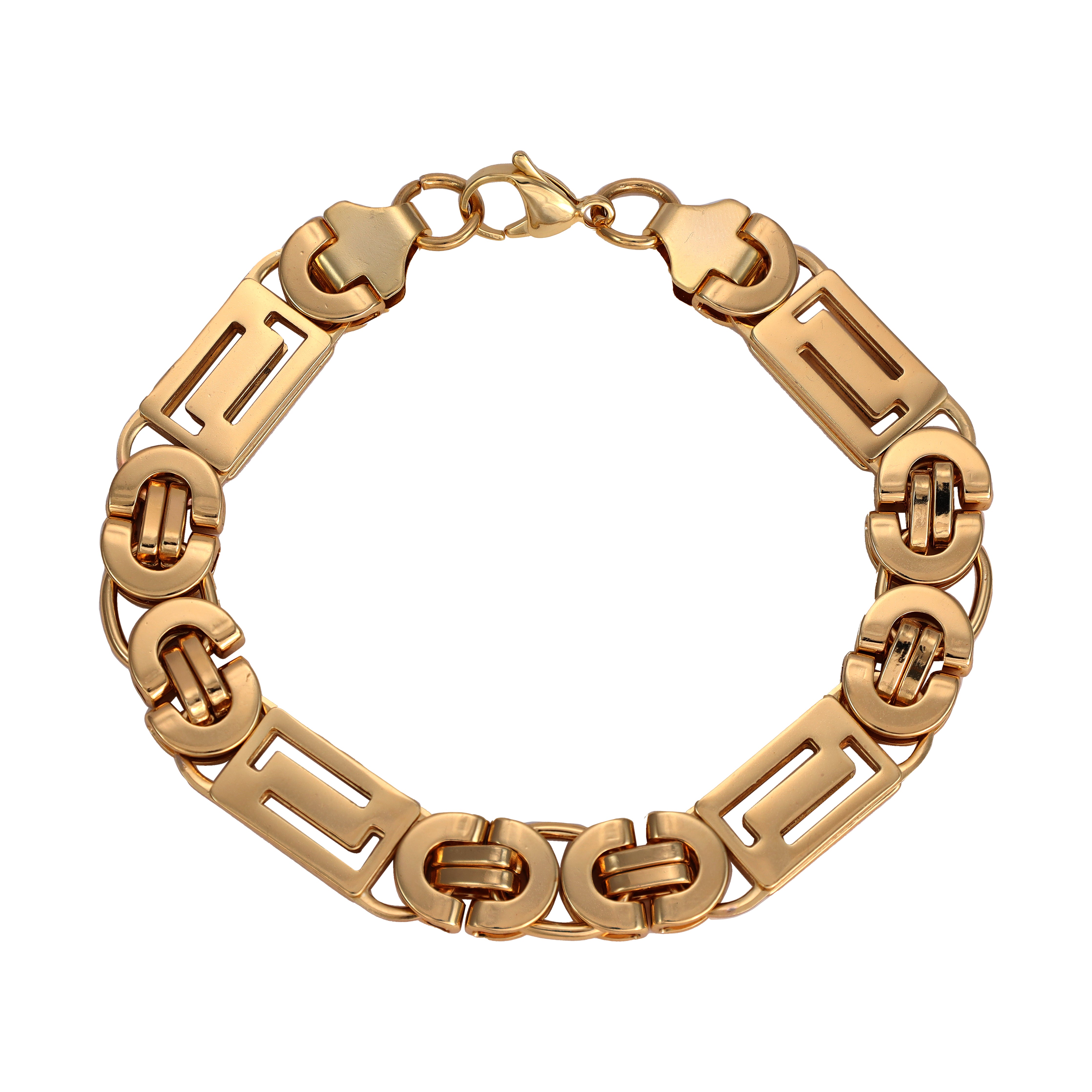 Etruscan chain bracelet 11mm wide 22cm made of stainless steel 18K gold plated 