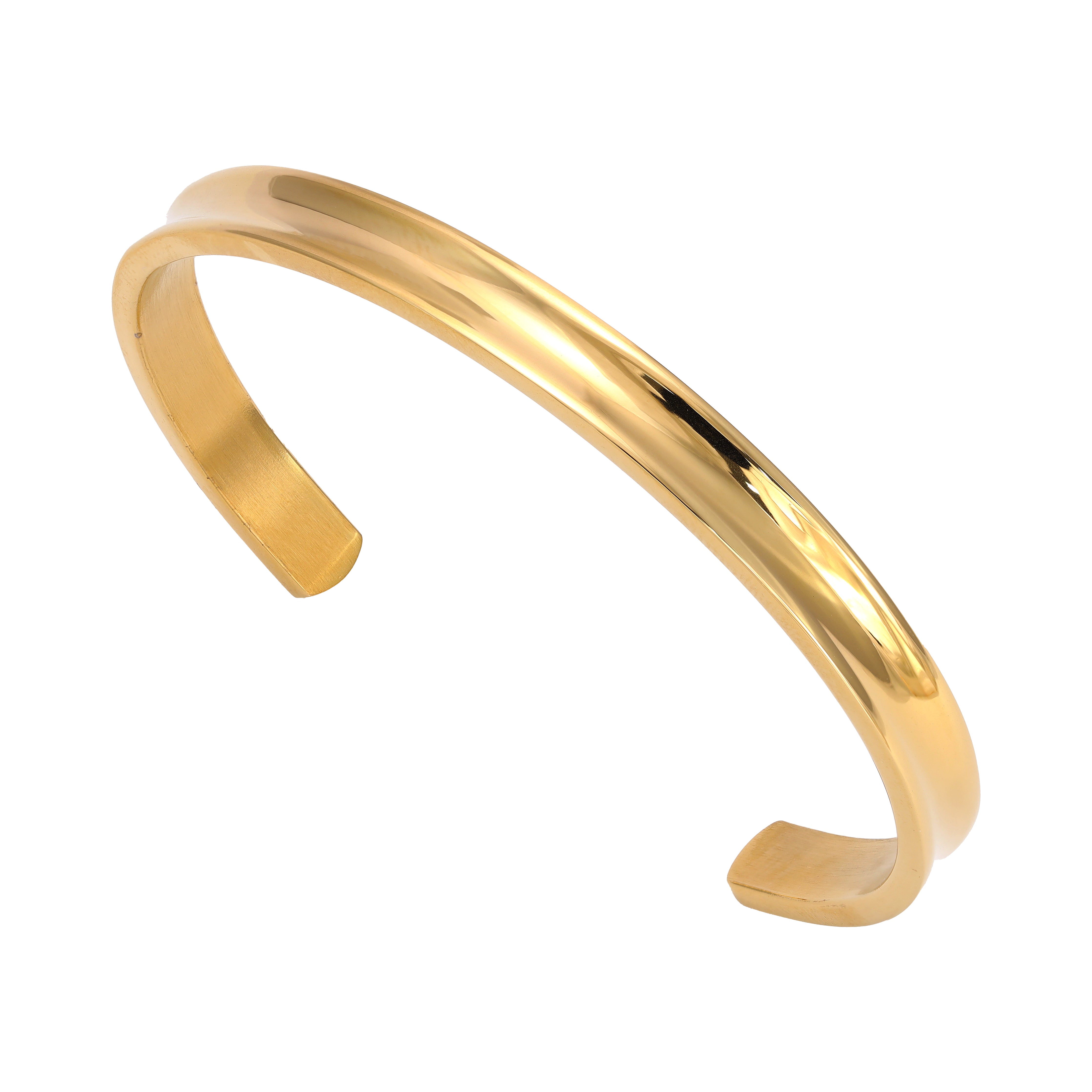 Bangle bracelet 6mm wide made of stainless steel 18K gold plated 