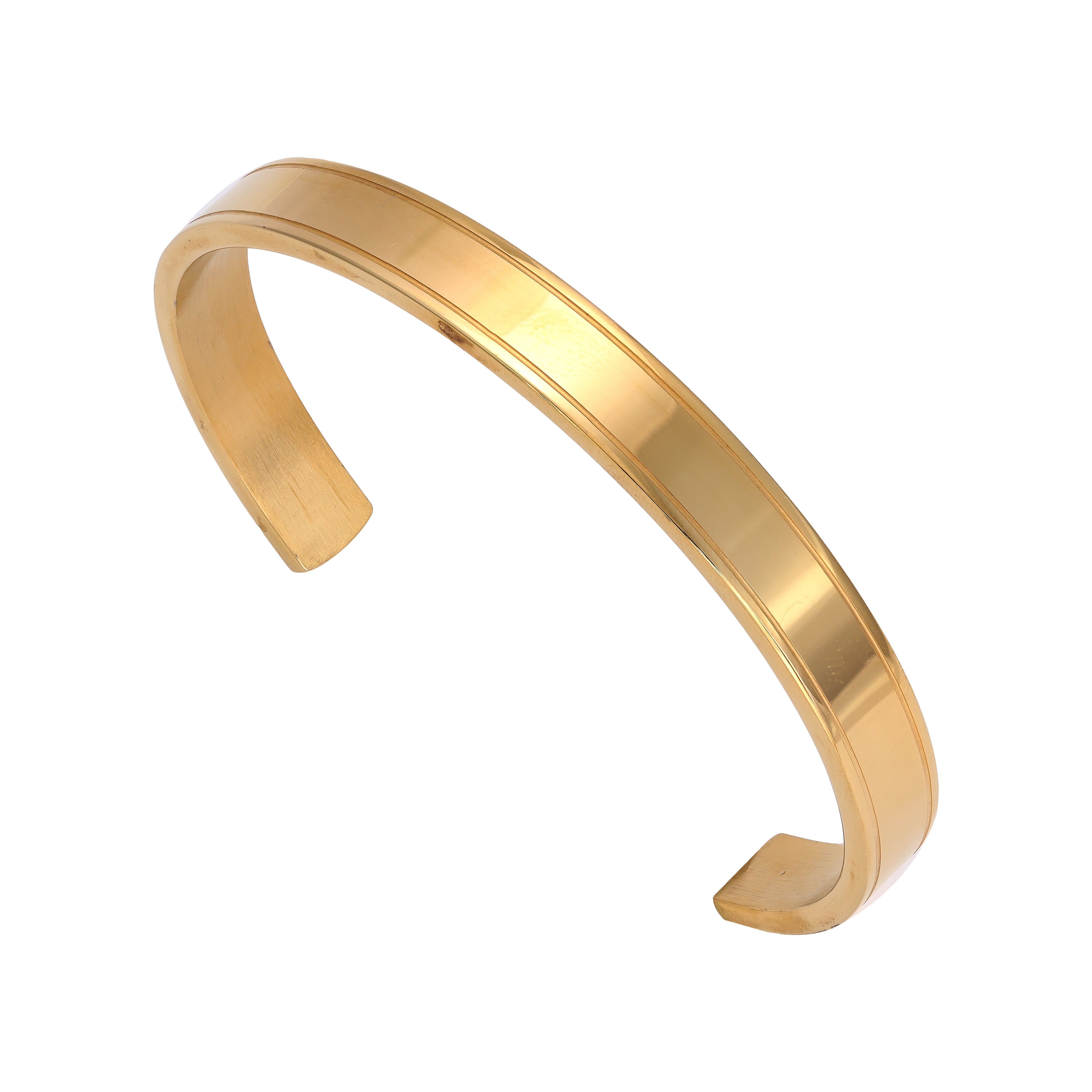 Bangle bracelet 8mm wide made of stainless steel 18K gold plated 