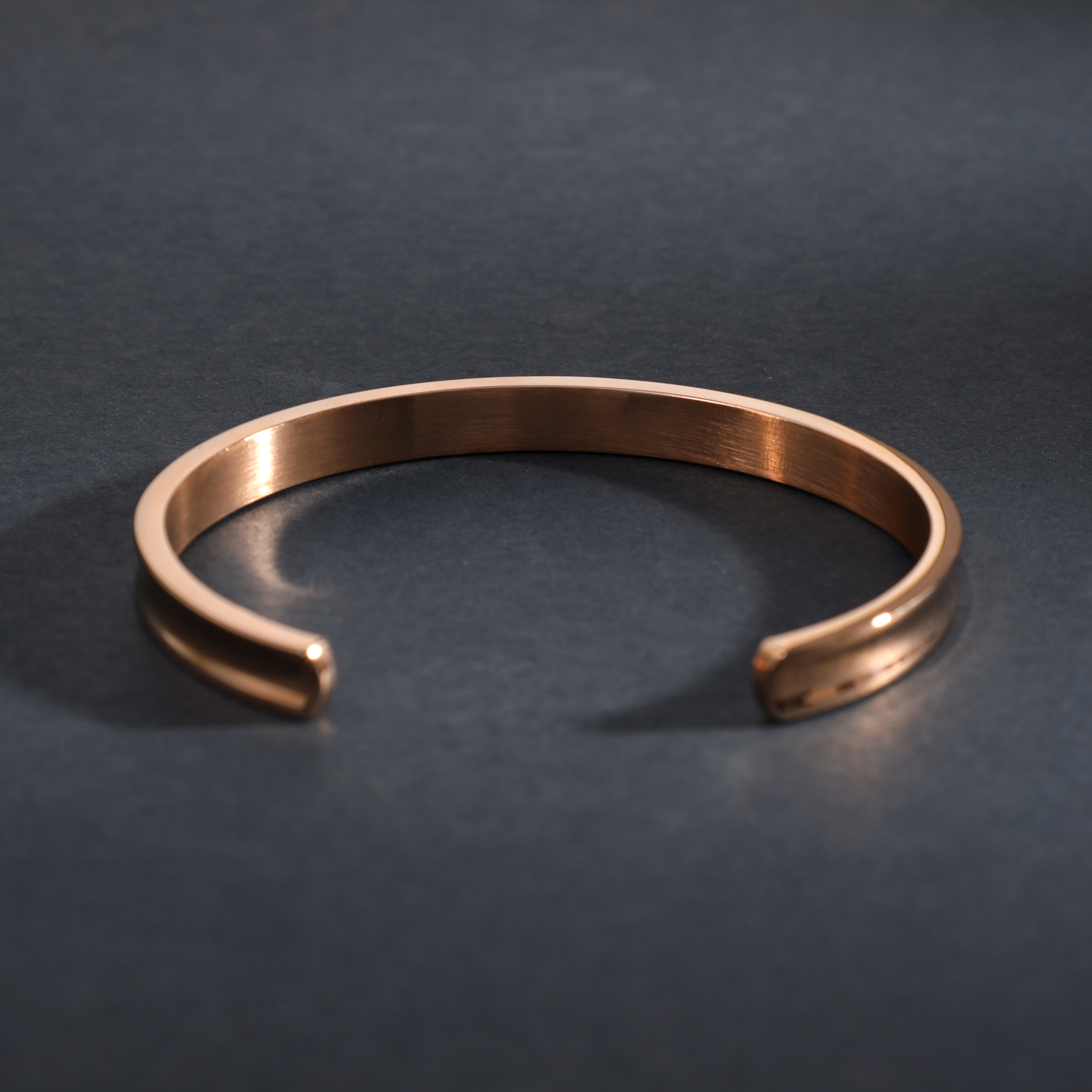 Bangle bracelet 6mm wide made of stainless steel rose gold plated 