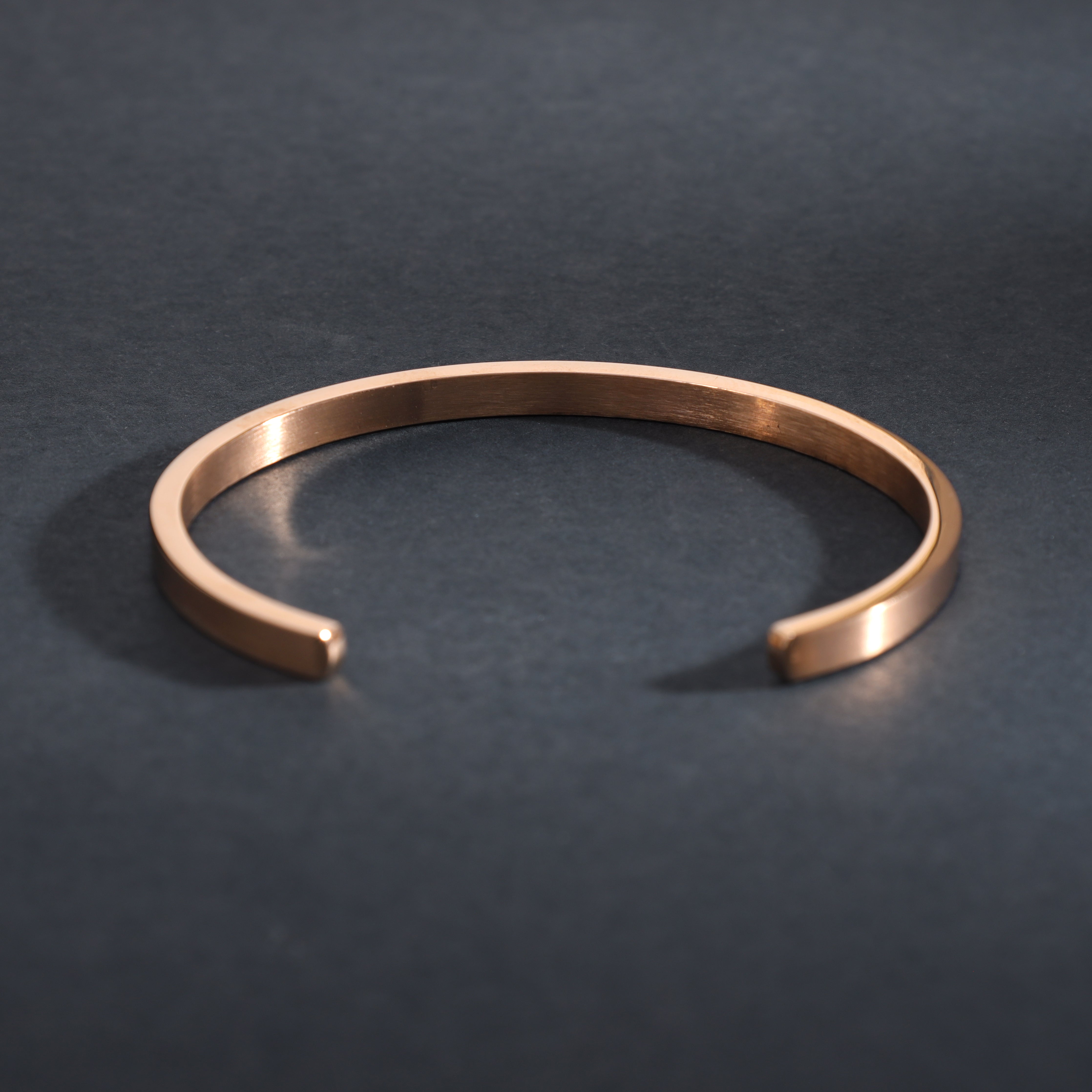 Bangle bracelet 4mm wide made of stainless steel rose gold plated 