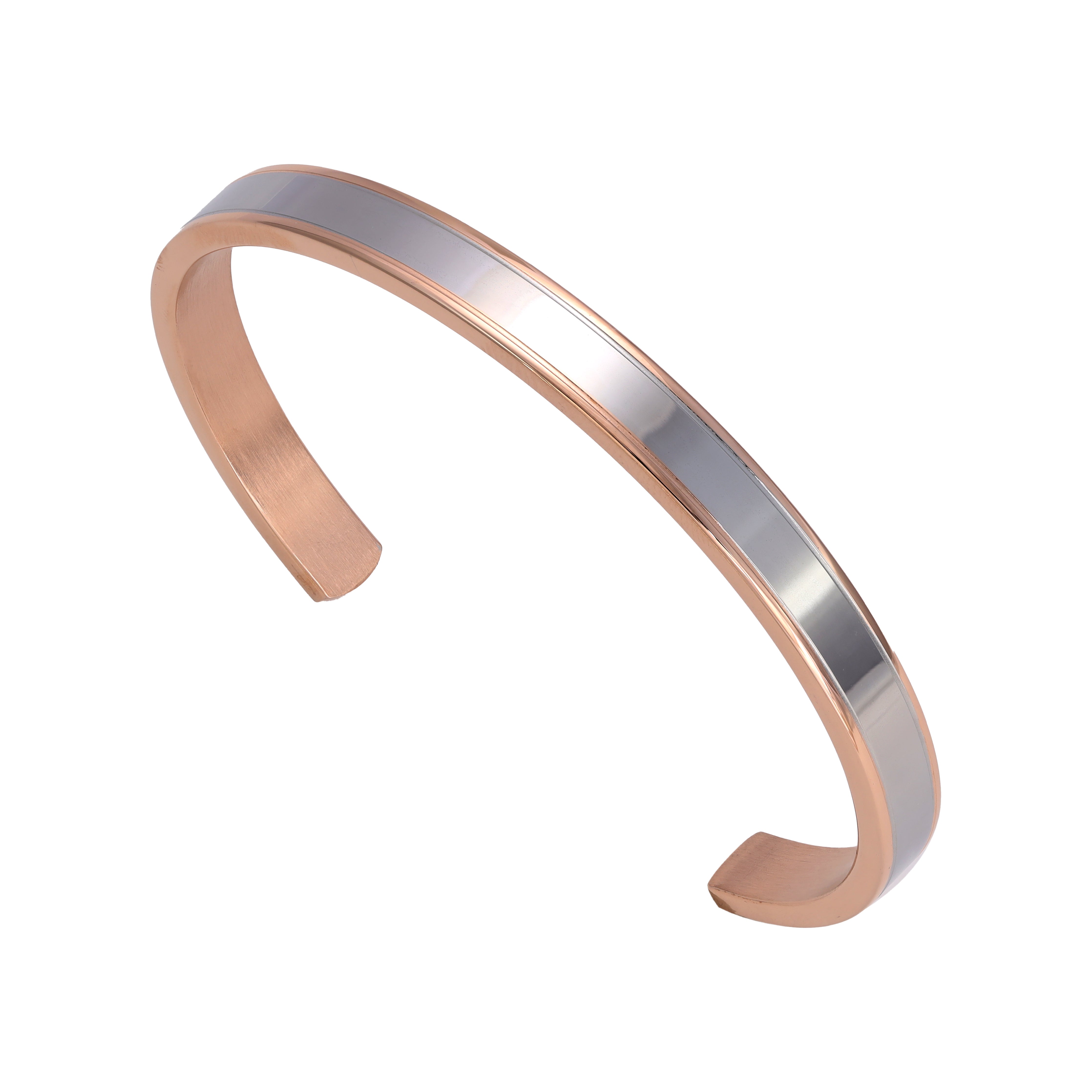 Bangle bracelet 6mm wide made of stainless steel rose gold plated 