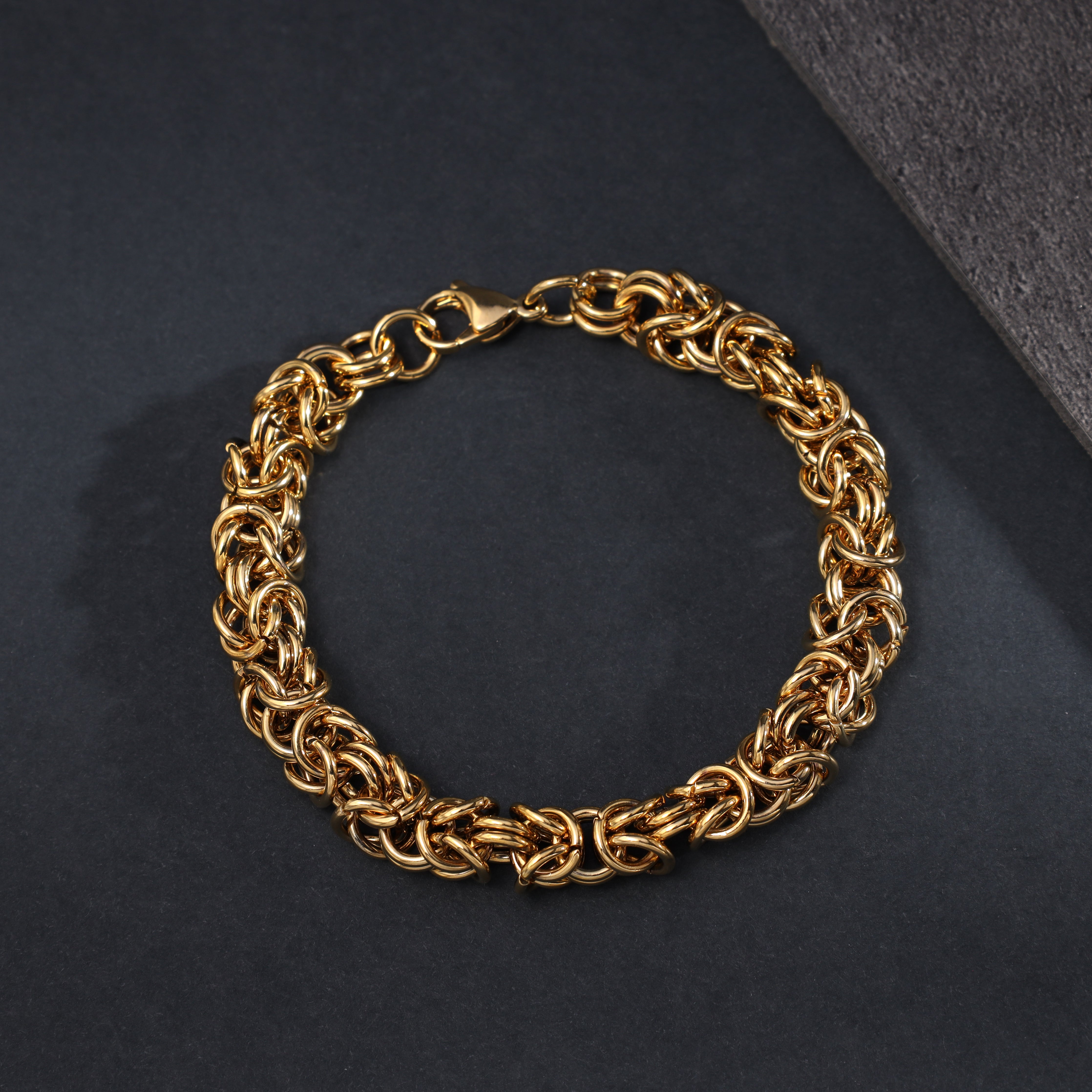 7mm king chain bracelet 22cm made of stainless steel 18K gold plated 