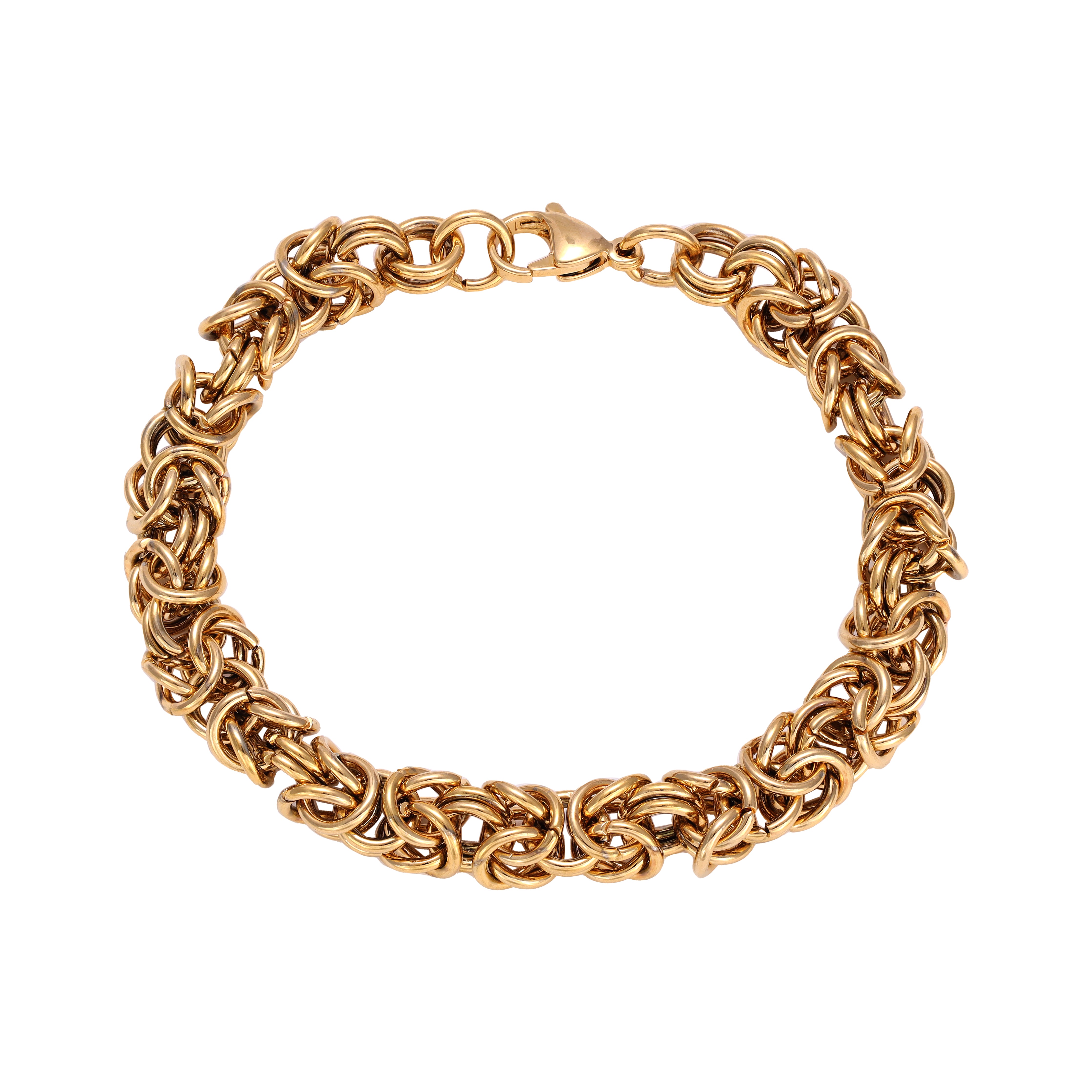 7mm king chain bracelet 22cm made of stainless steel 18K gold plated 