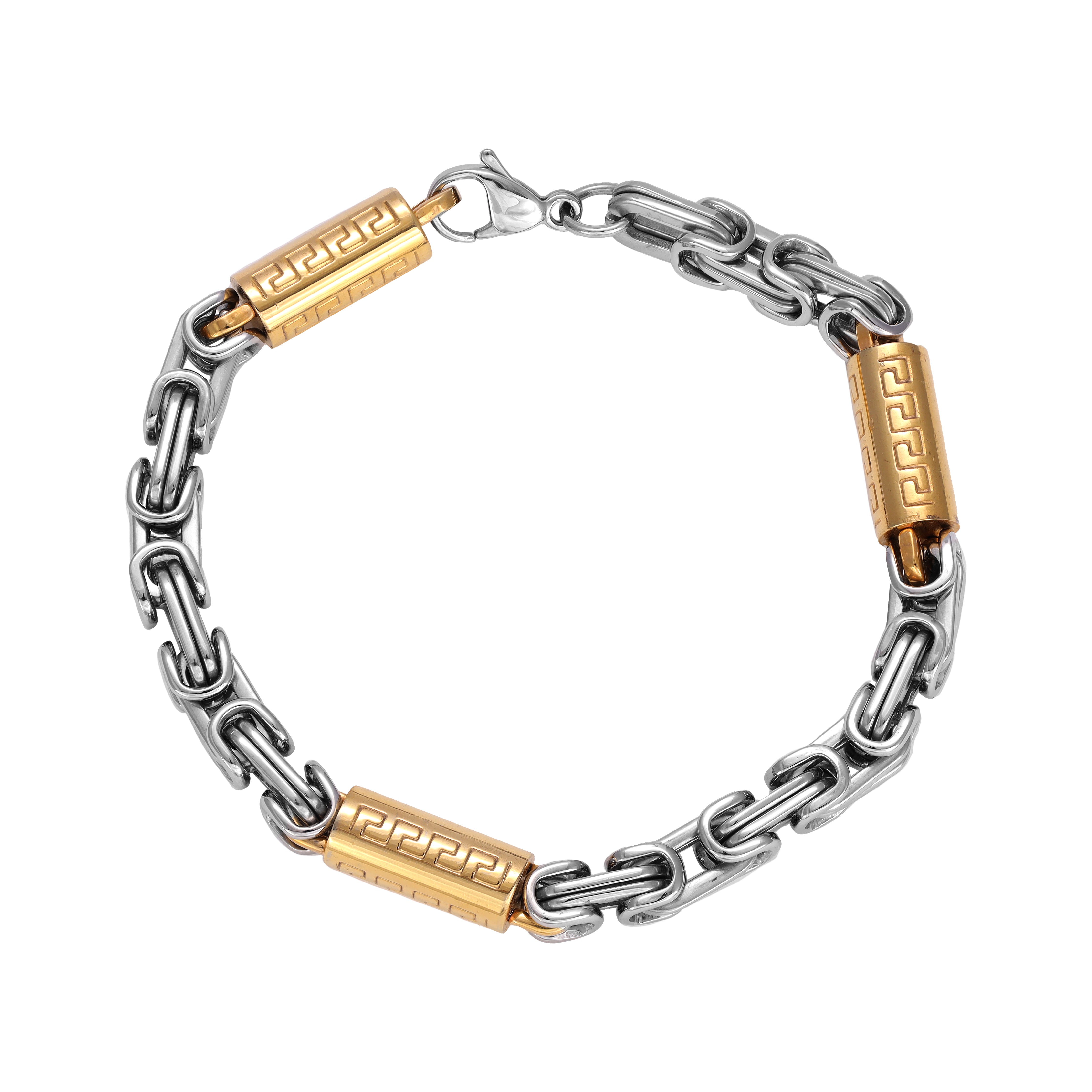 8mm king chain bracelet with blocks 22cm made of stainless steel 18K gold plated 