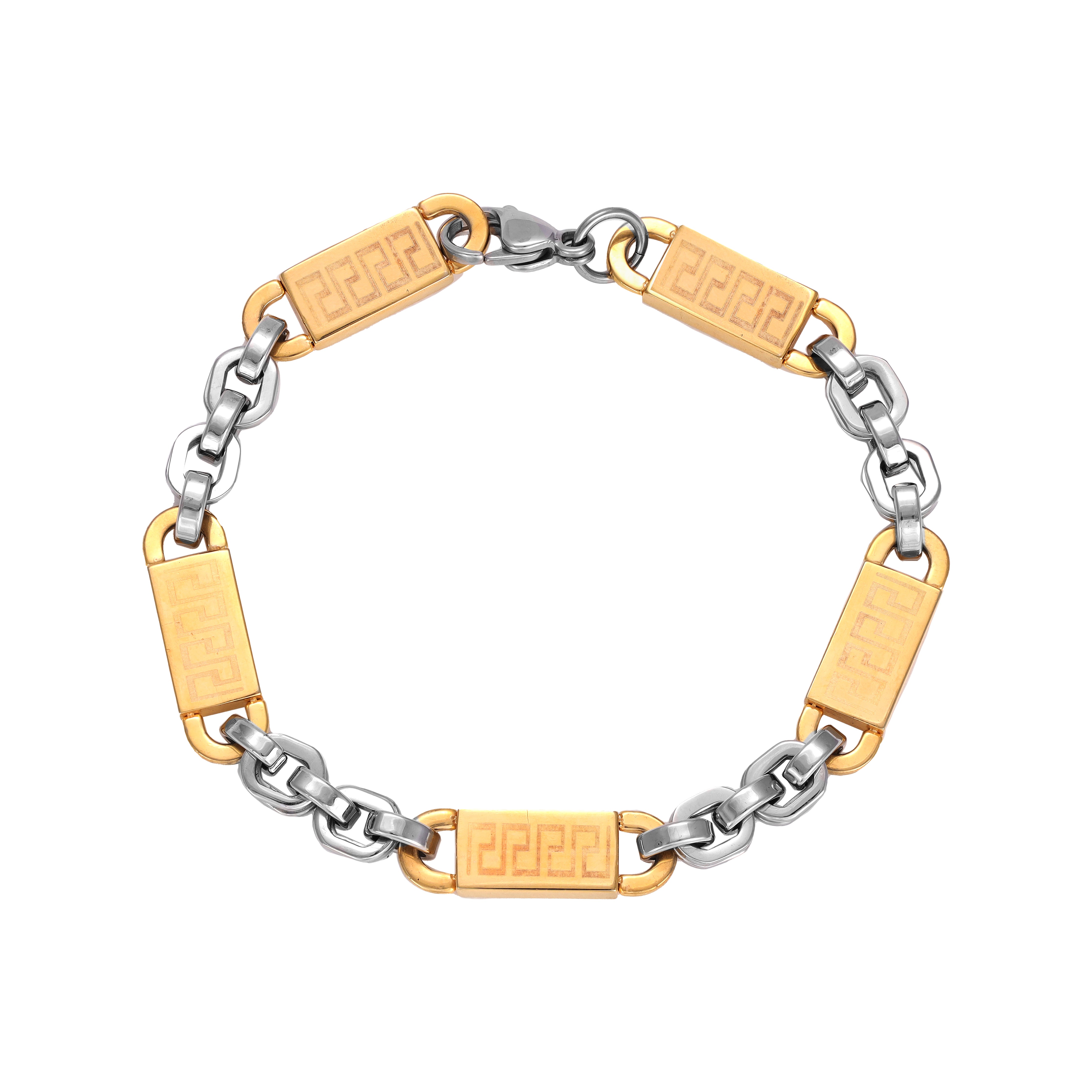 8mm plate chain bracelet 22cm made of stainless steel 18K gold plated 