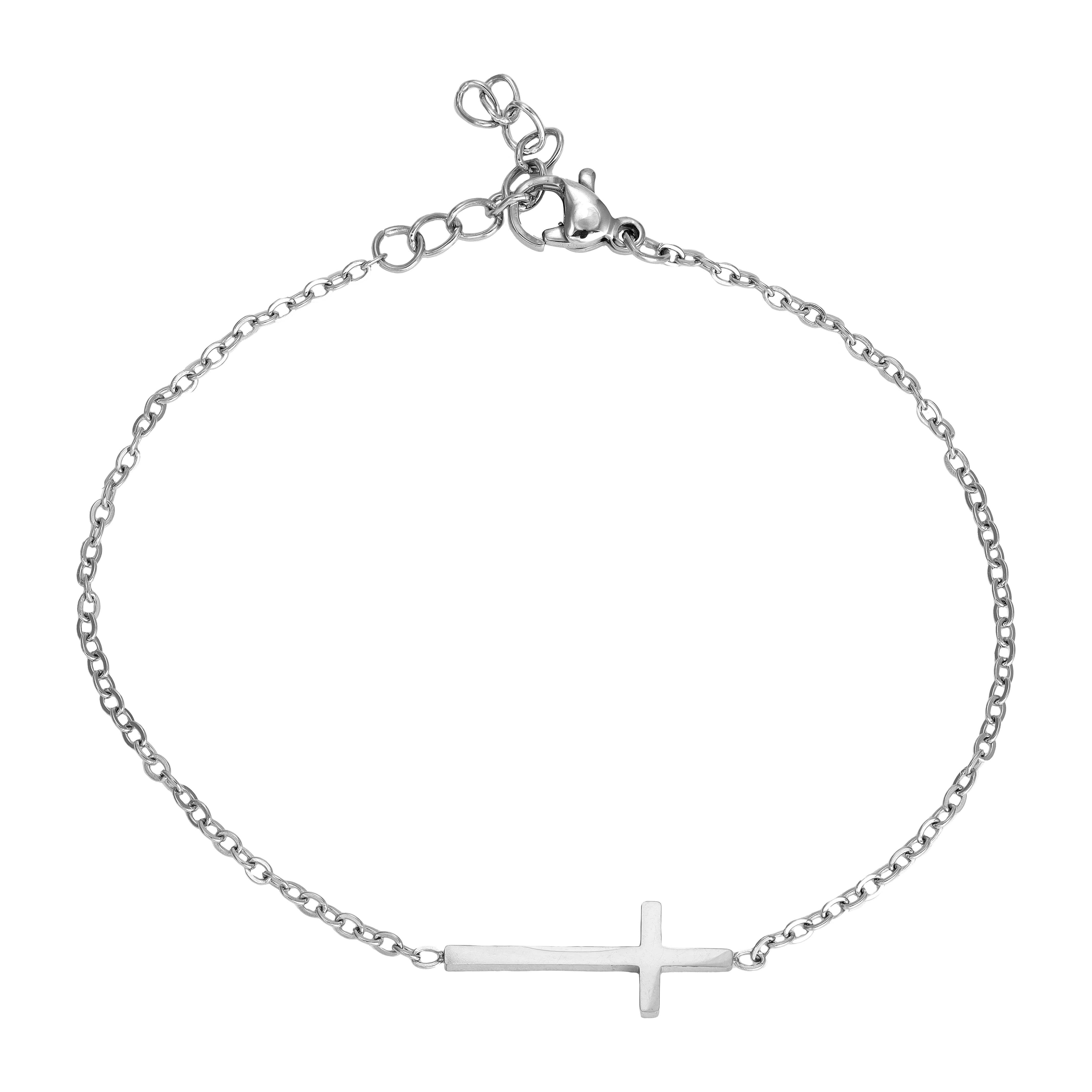 Damen Ankerkette mit Kreuz Armband aus Edelstahl