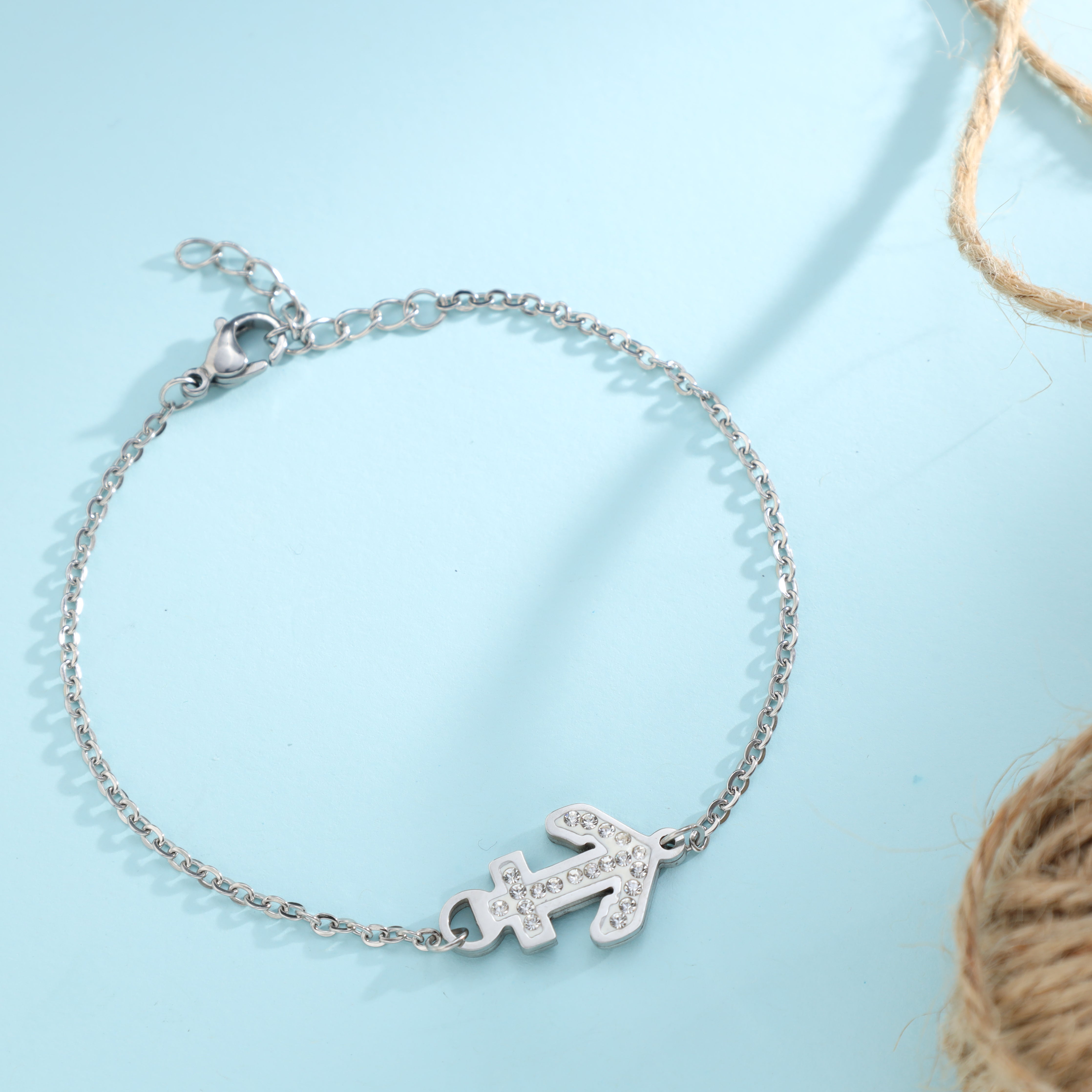 Ladies anchor chain with anchor bracelet made of stainless steel 