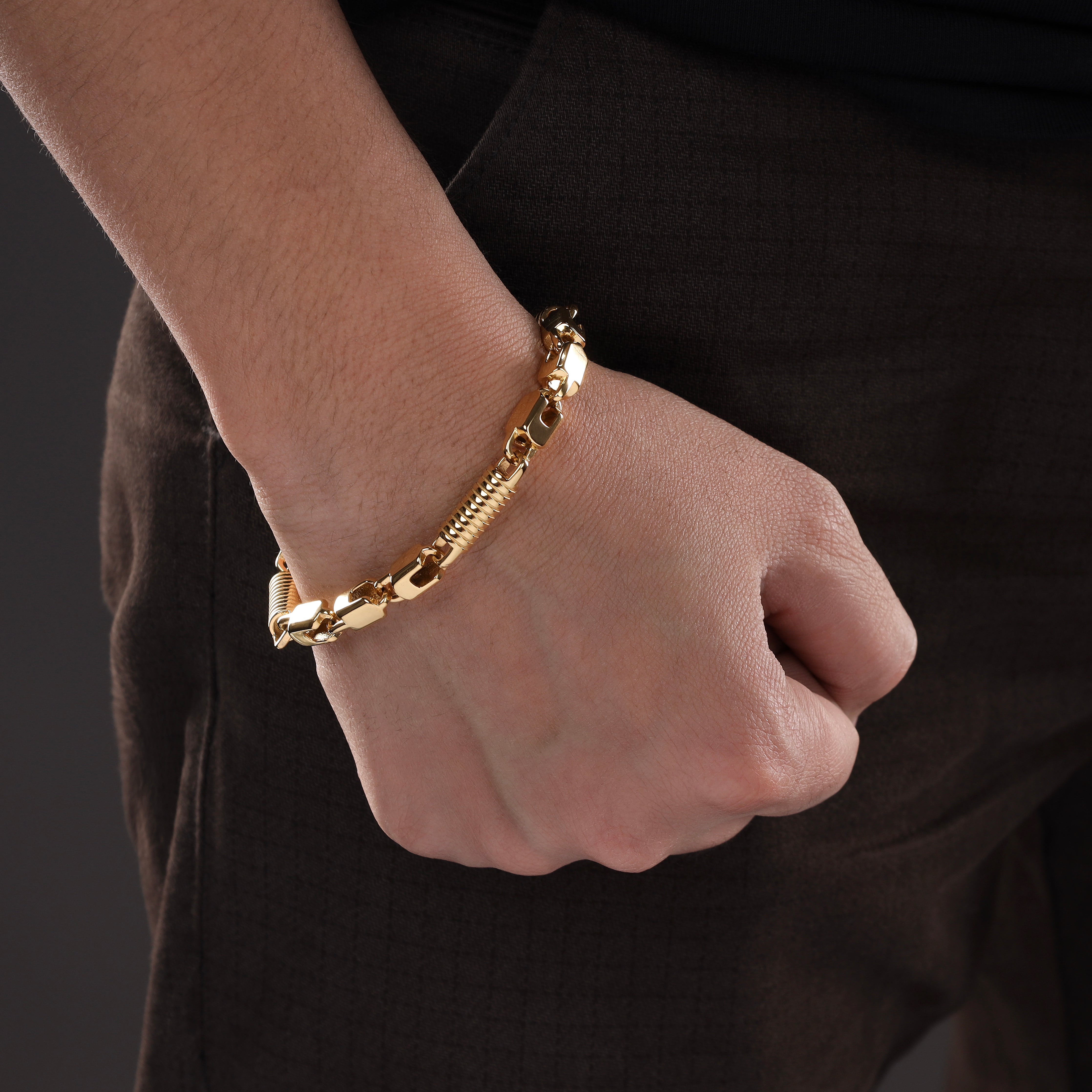 Montecarlo chain bracelet 6mm wide made of stainless steel 18K gold plated 