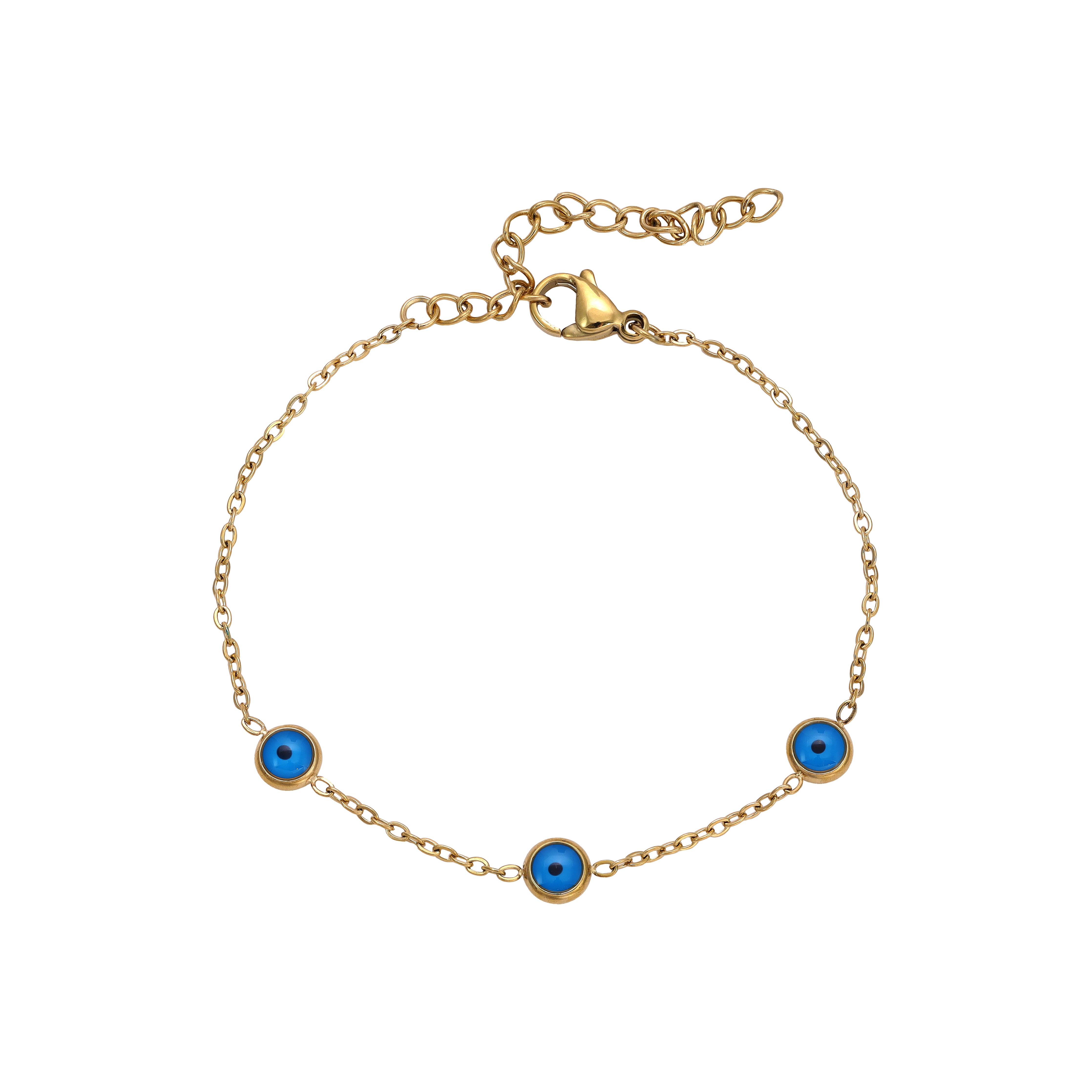 Ladies anchor chain with evil eye bracelet made of stainless steel 14K gold plated 