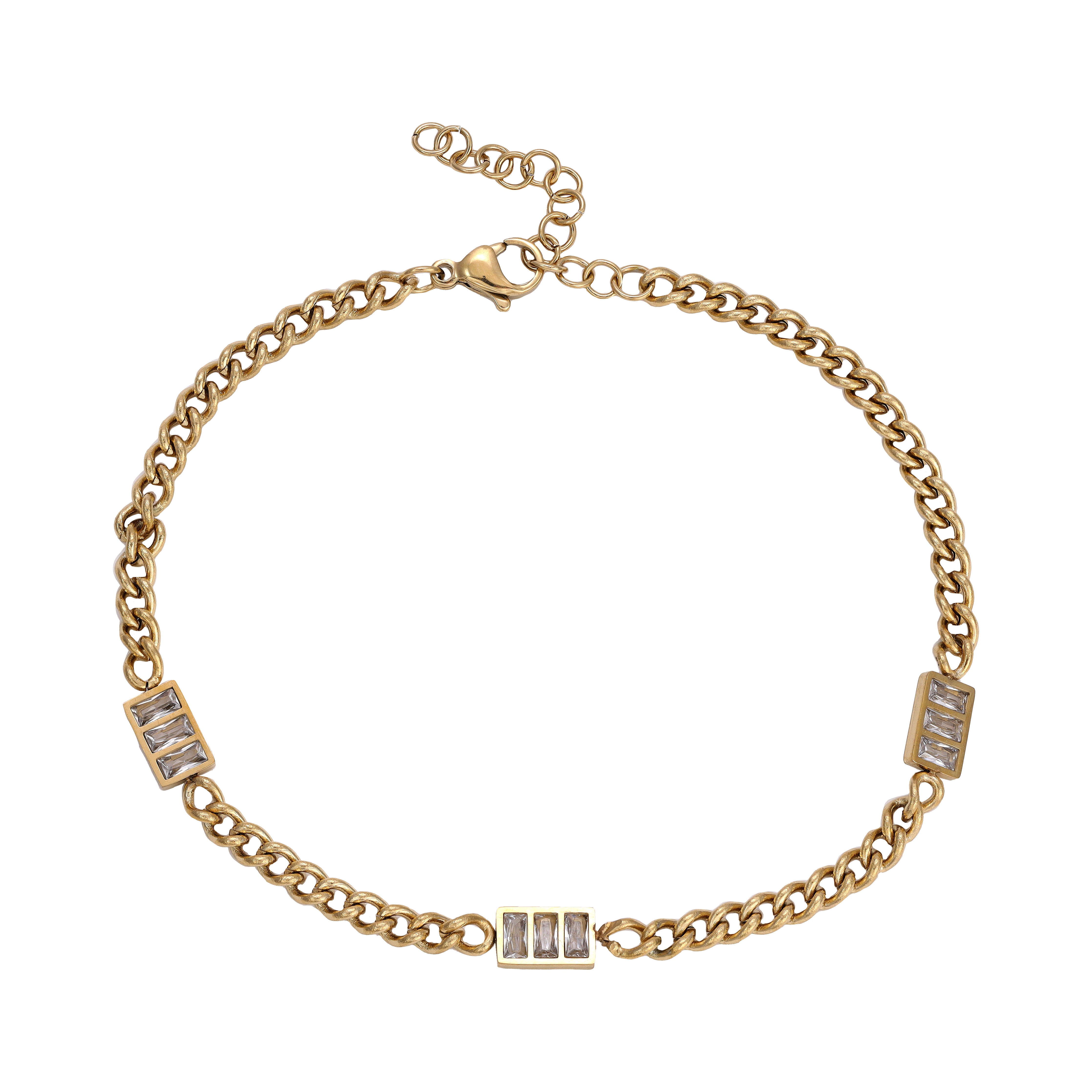 Ladies curb chain bracelet made of stainless steel 14K gold plated 