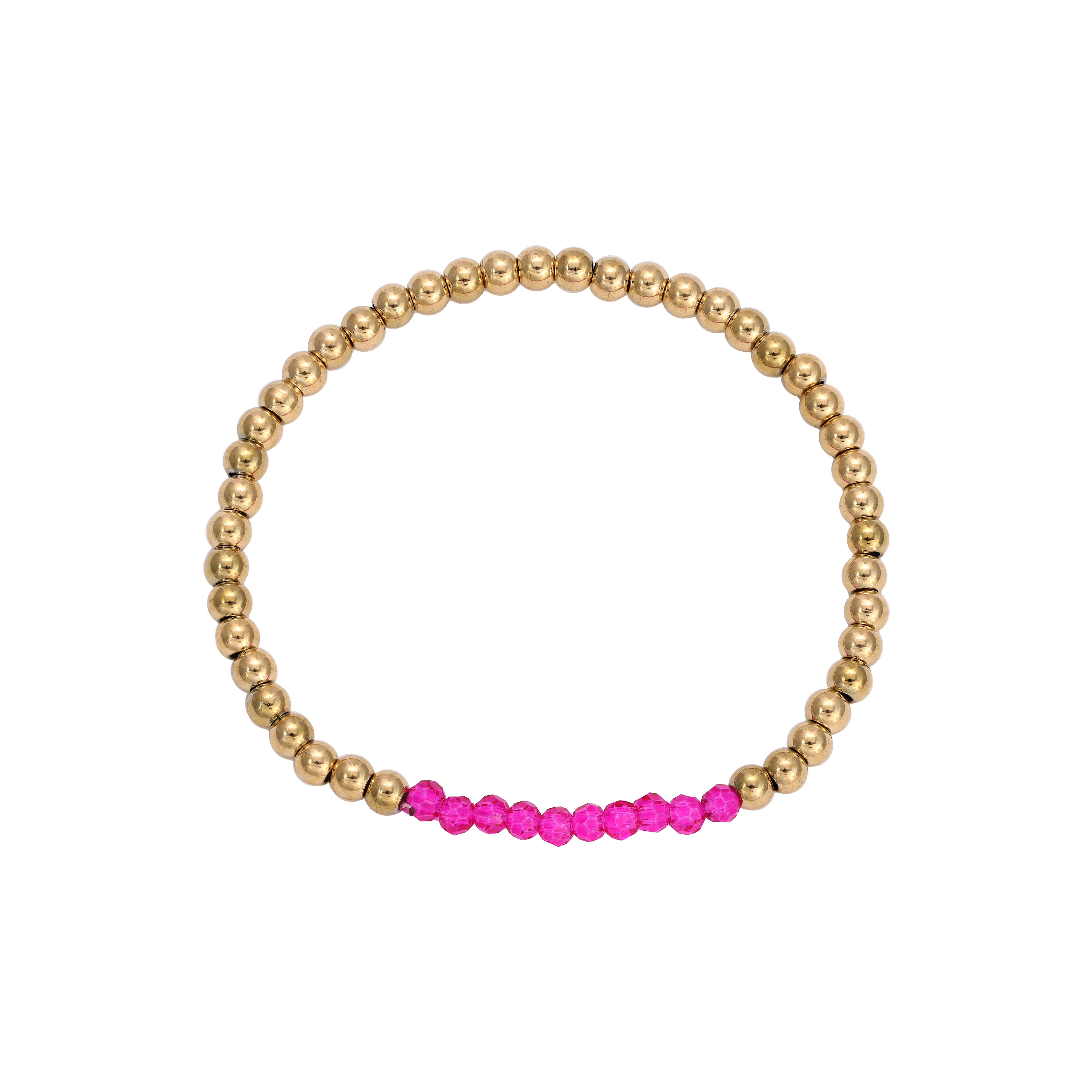 Ladies Pink &amp; Gold Beads Bracelet made of stainless steel 14K gold plated 