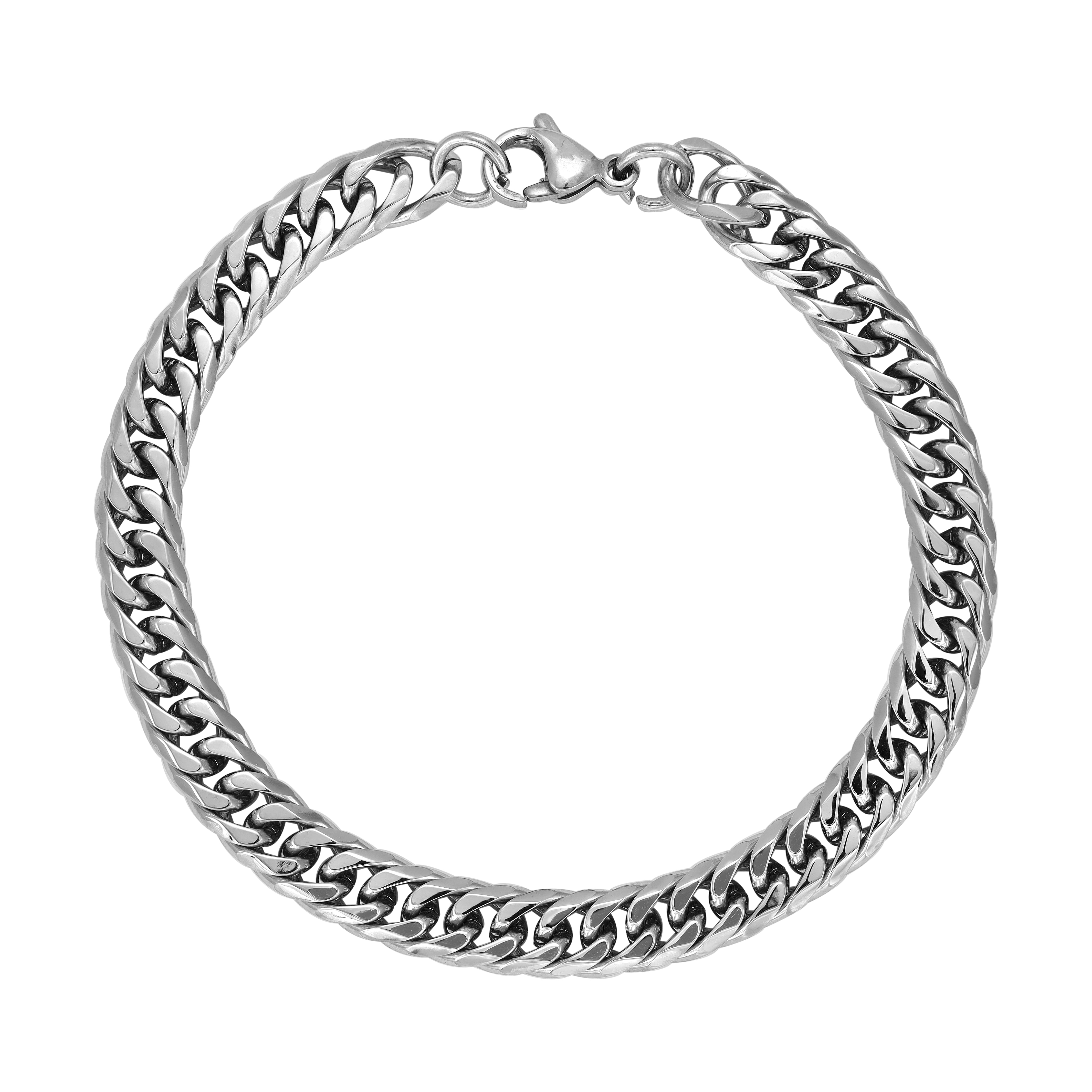 Double curb chain bracelet 7mm wide 20cm made of stainless steel 