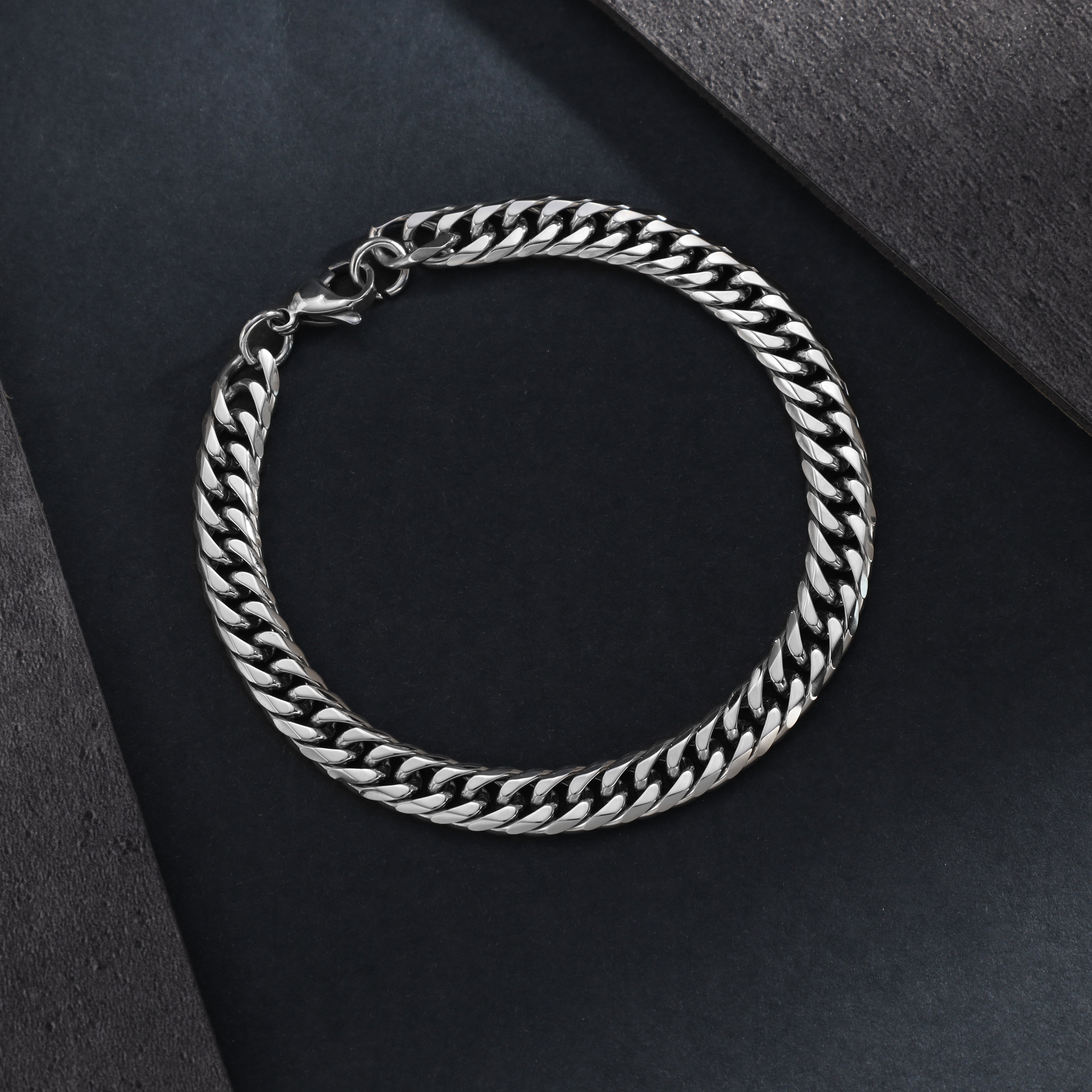 Double curb chain bracelet 7mm wide 20cm made of stainless steel 