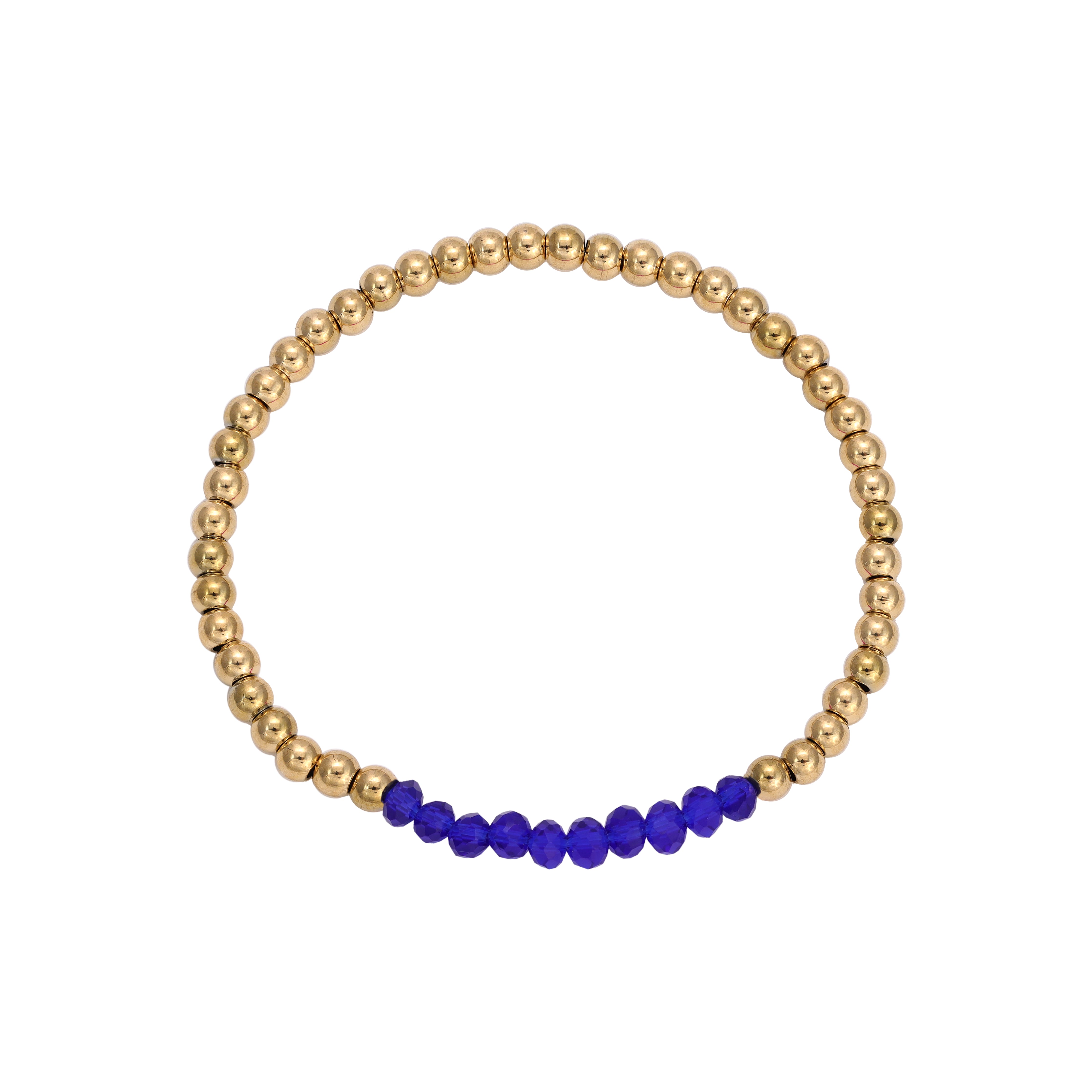 Damen Armband Gold & Blaue Beads aus Edelstahl